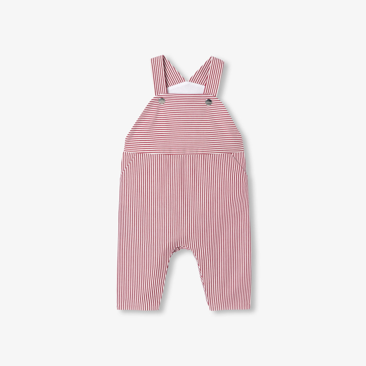 Baby boy striped twill overalls - blanc/rouge