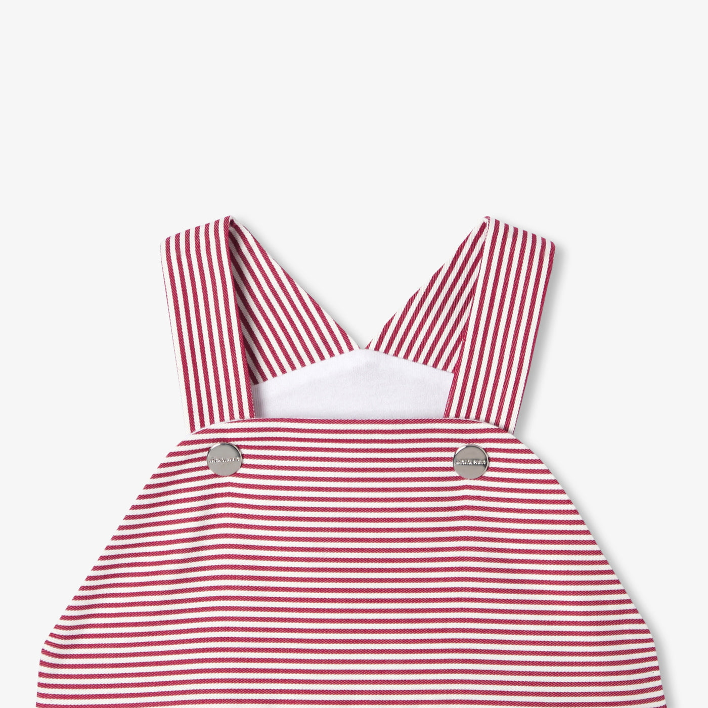 Baby boy striped twill overalls - blanc/rouge