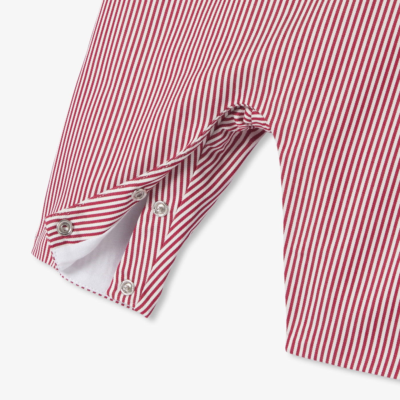 Baby boy striped twill overalls - blanc/rouge