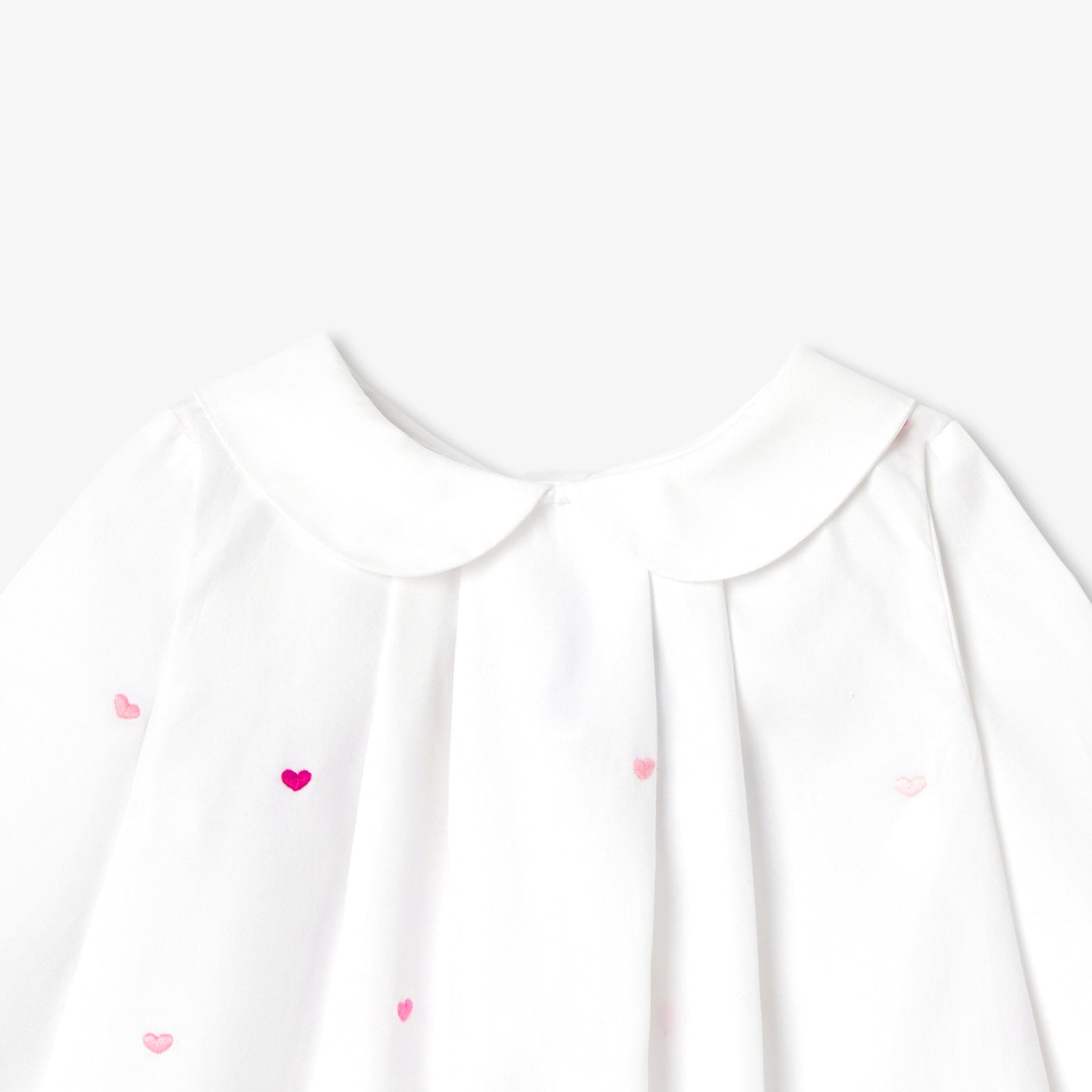 Baby girl heart-embroidered poplin blouse - blanc/multico