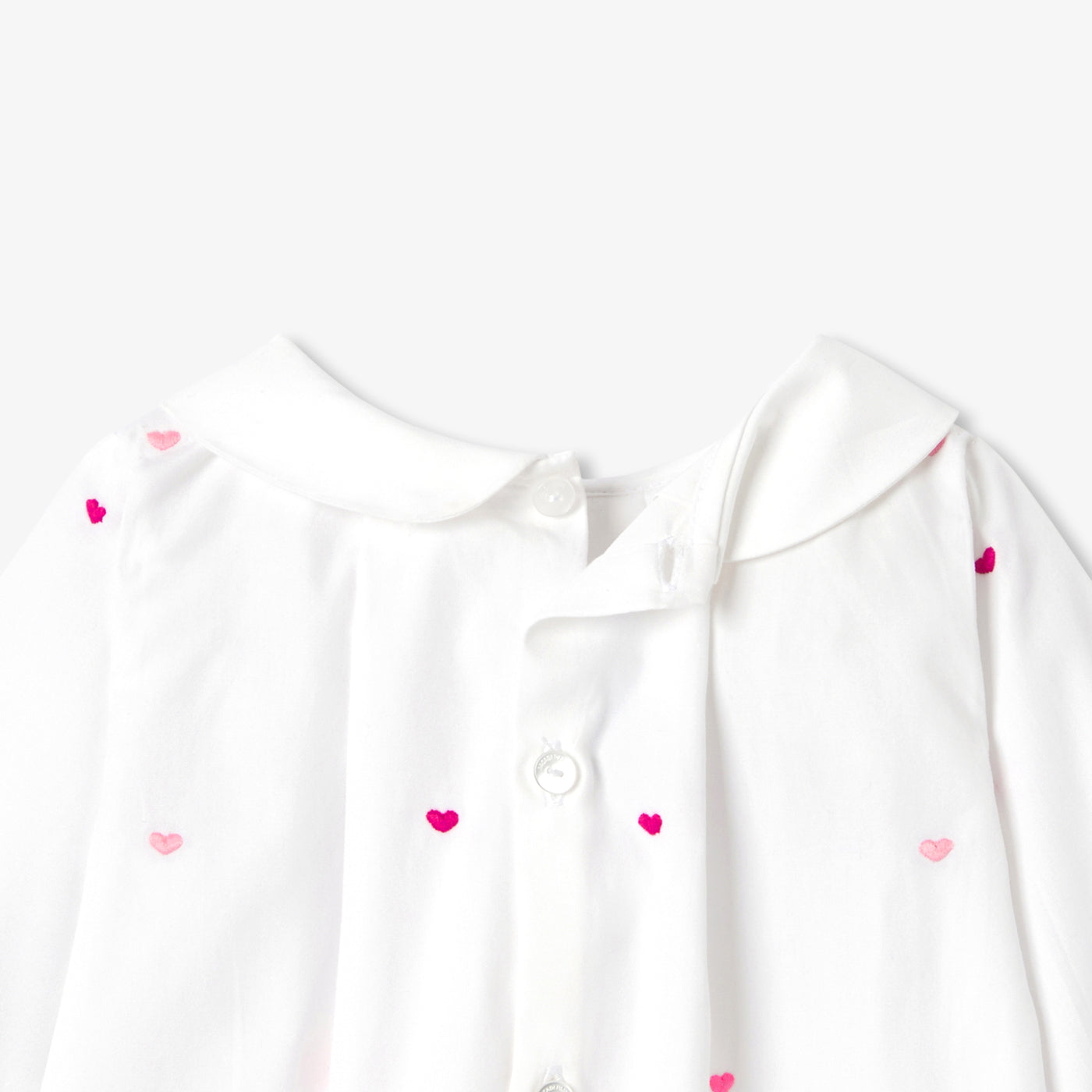 Baby girl heart-embroidered poplin blouse - blanc/multico