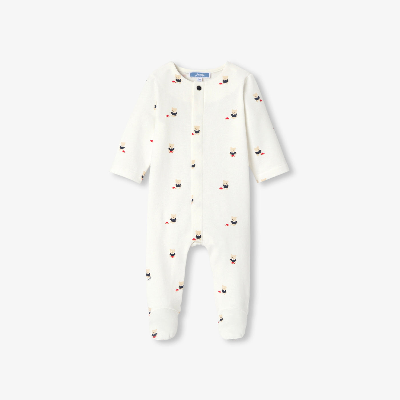 Baby brushed fleece pyjamas with bear motif - blanc doux/multico