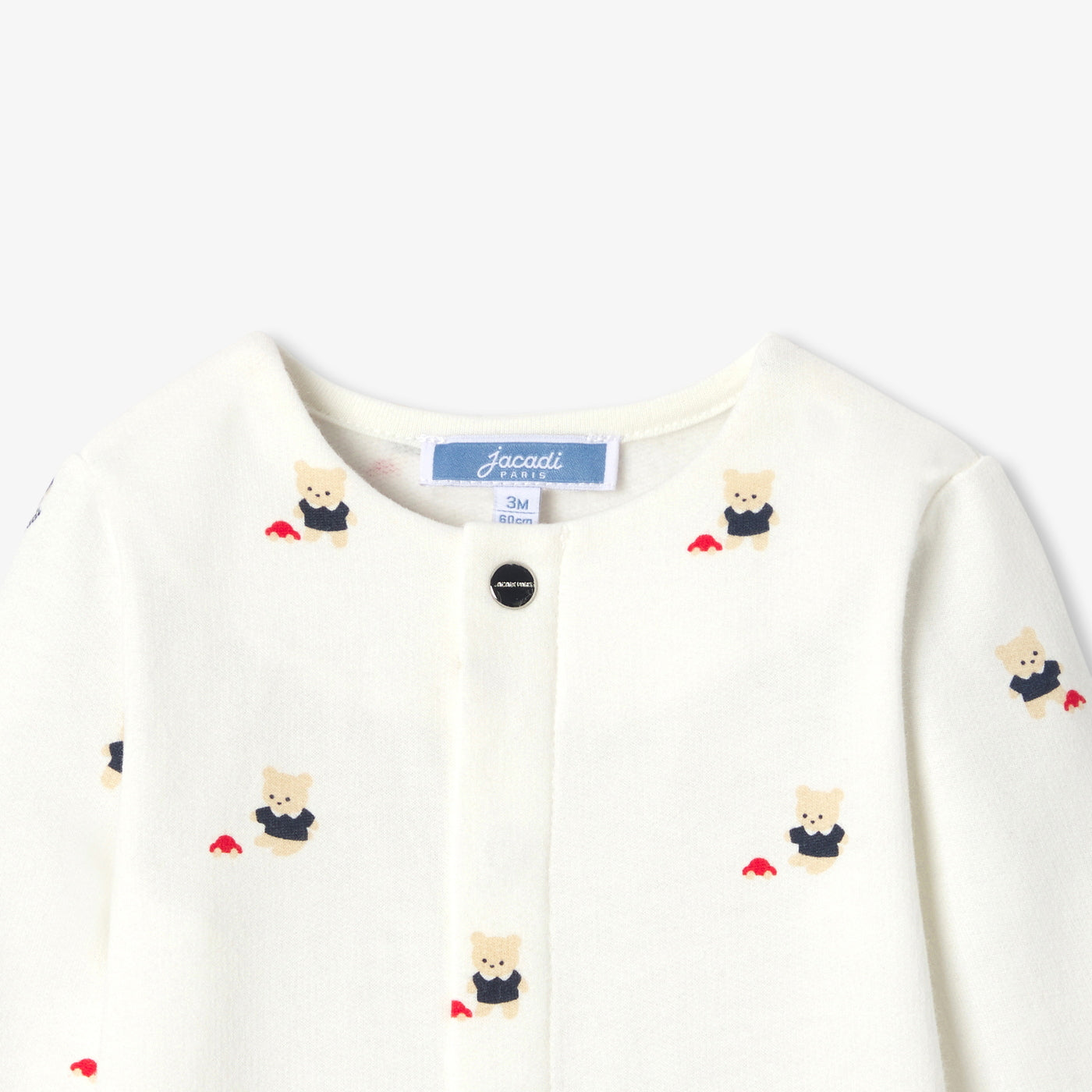 Baby brushed fleece pyjamas with bear motif - blanc doux/multico