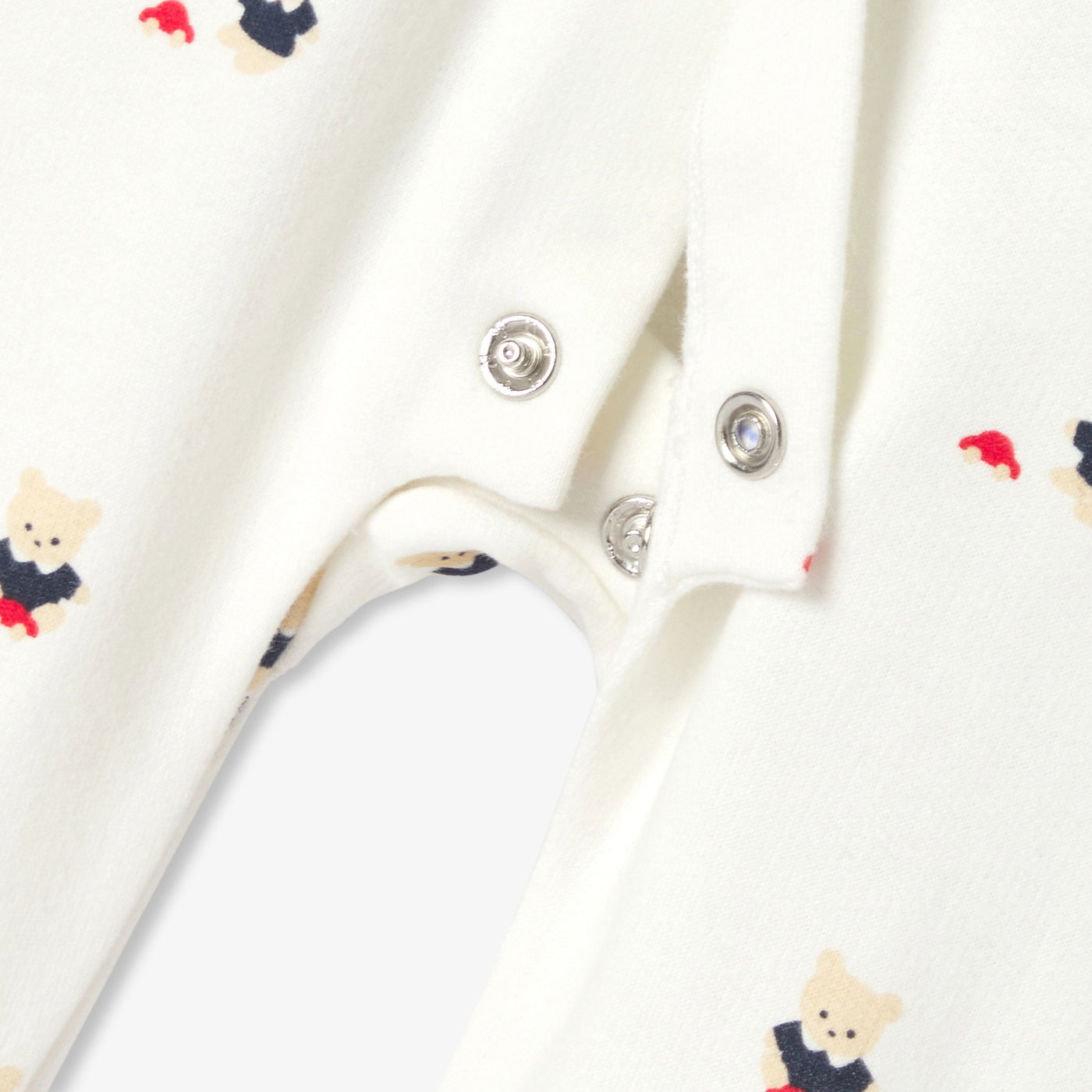 Baby brushed fleece pyjamas with bear motif - blanc doux/multico