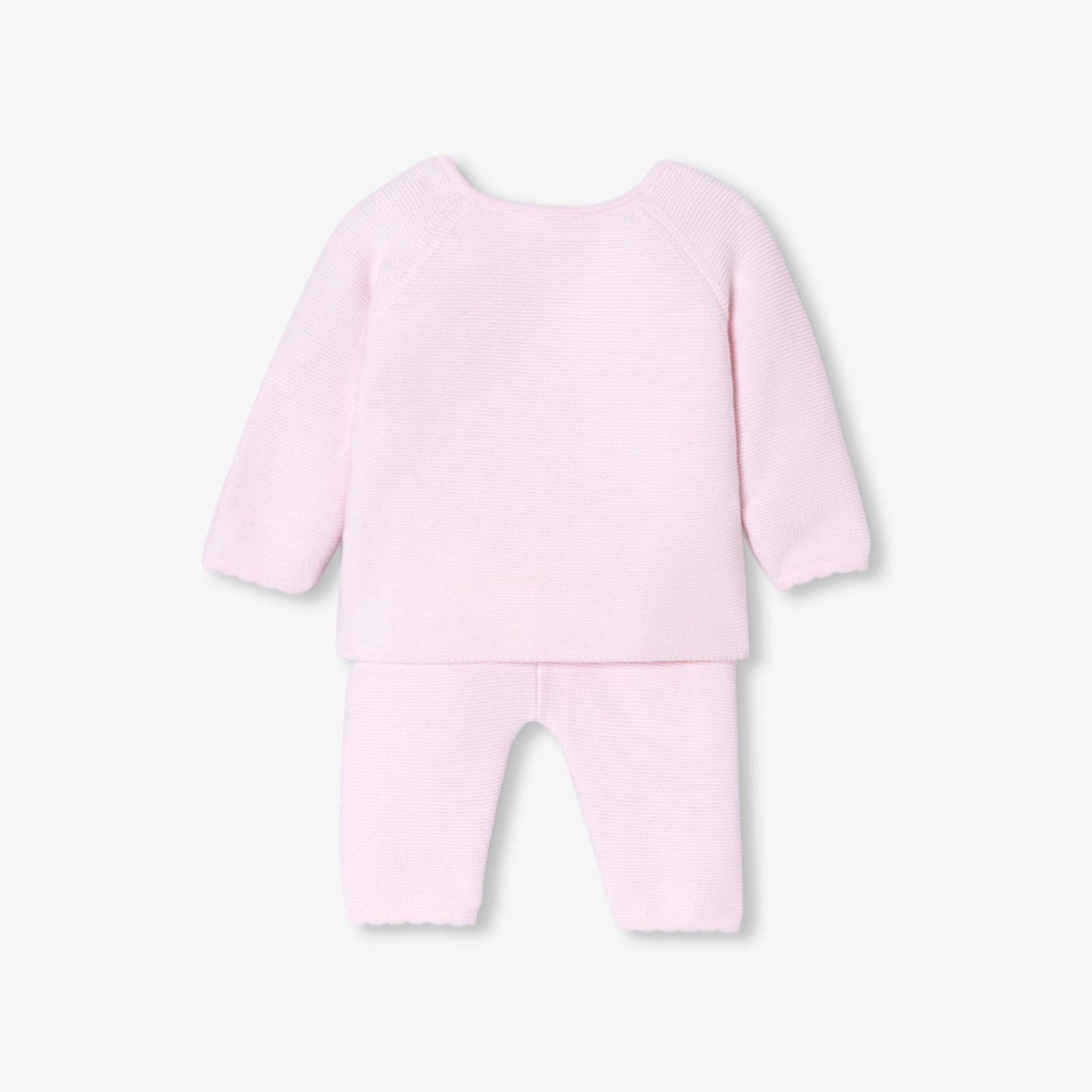 Baby girl garter stitch knit set - rose pale jacadi