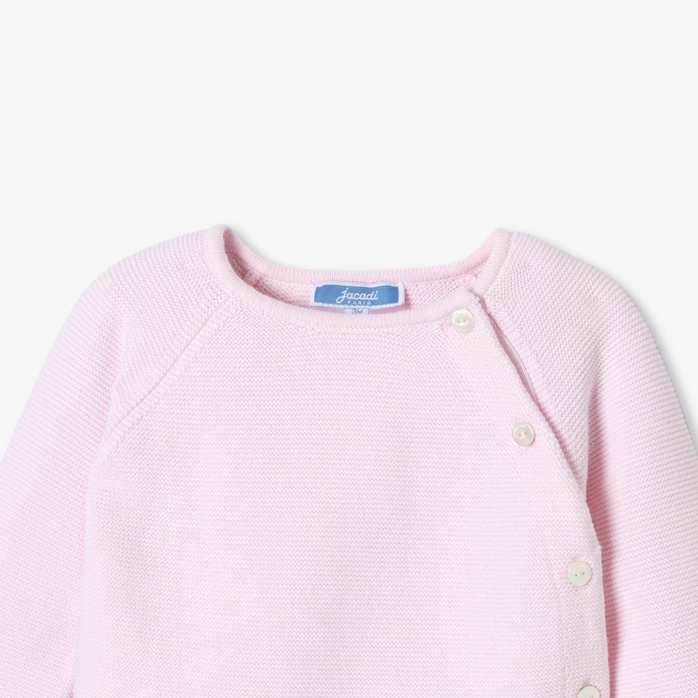Baby girl garter stitch knit set - rose pale jacadi