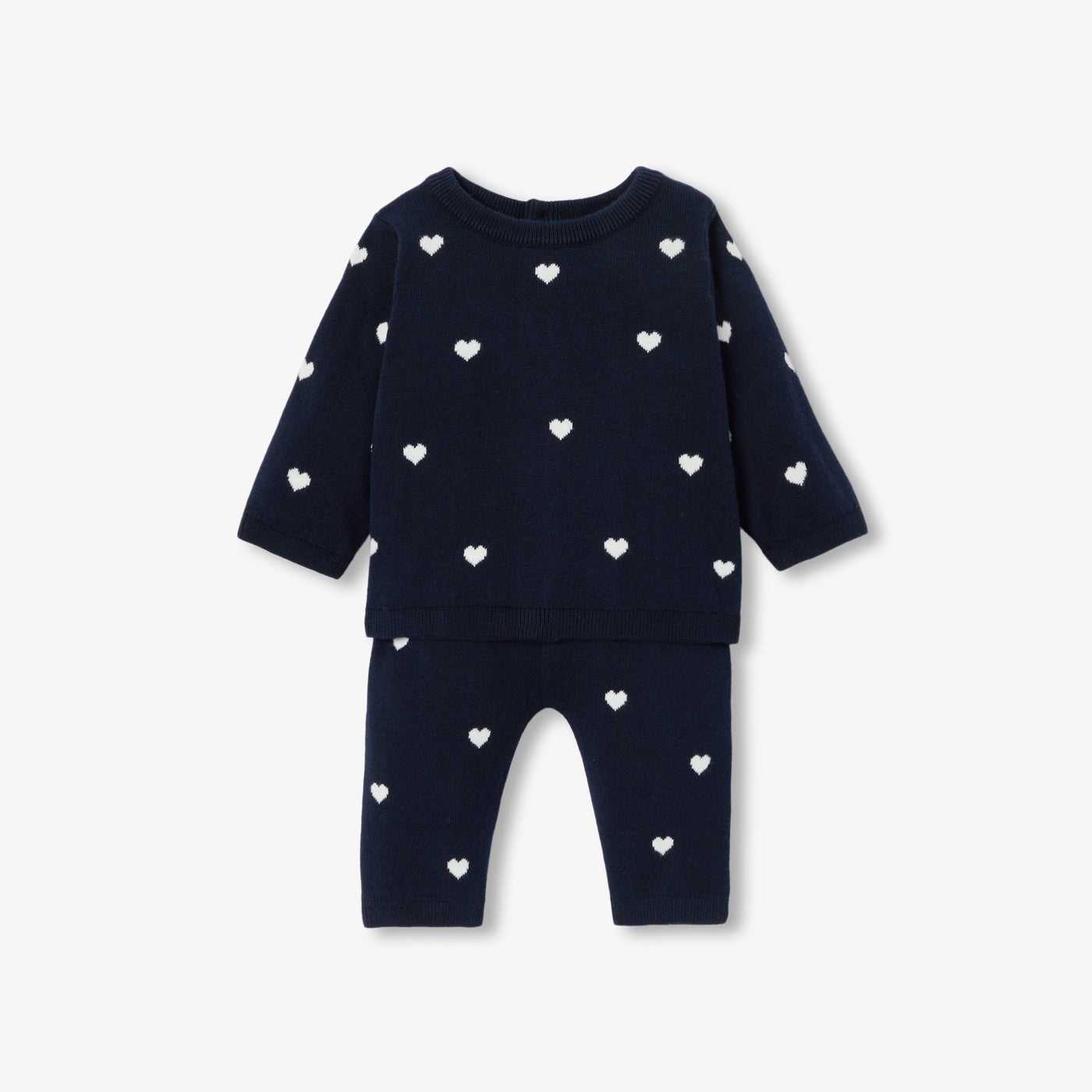 Baby girl hearts set - marine/blanc