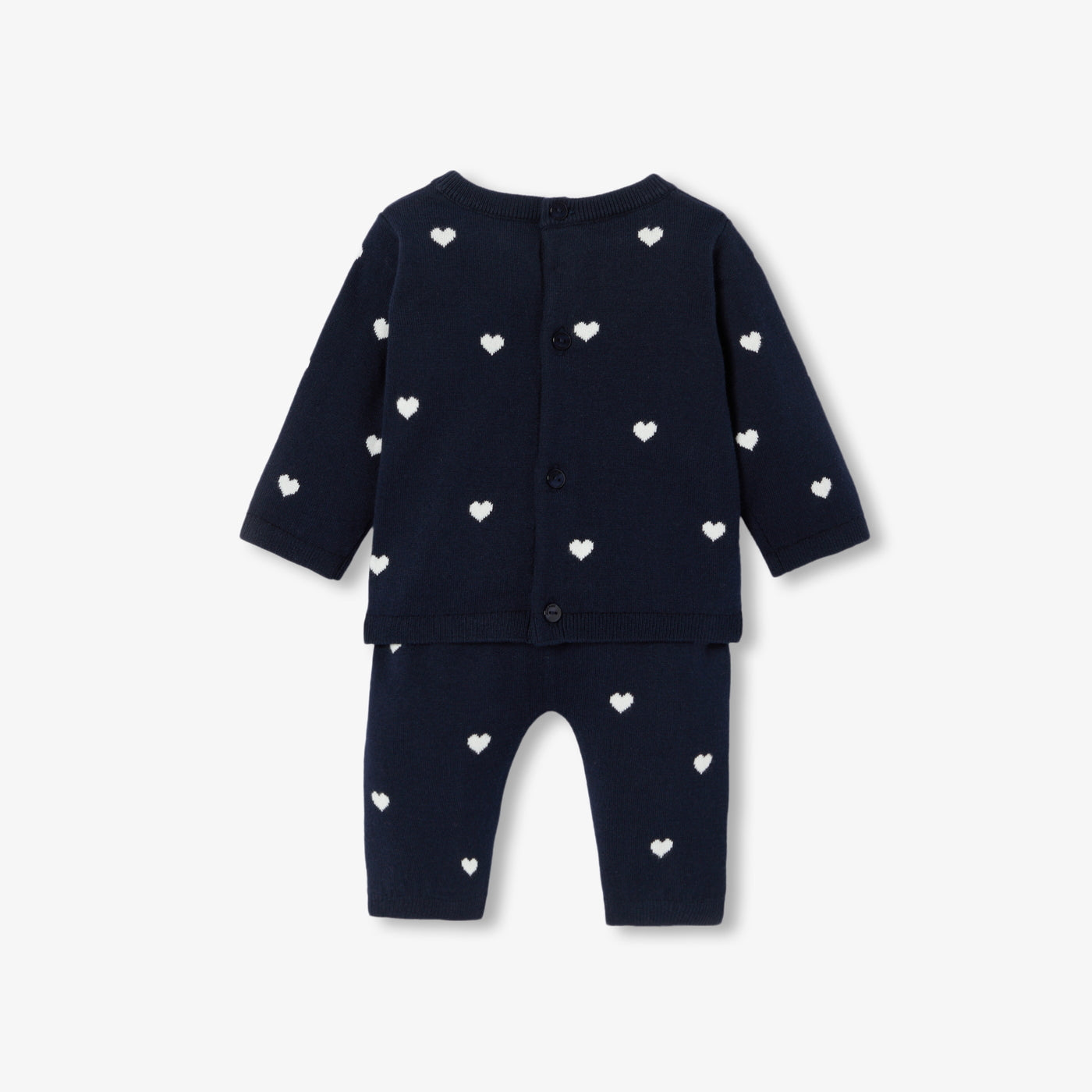 Baby girl hearts set - marine/blanc