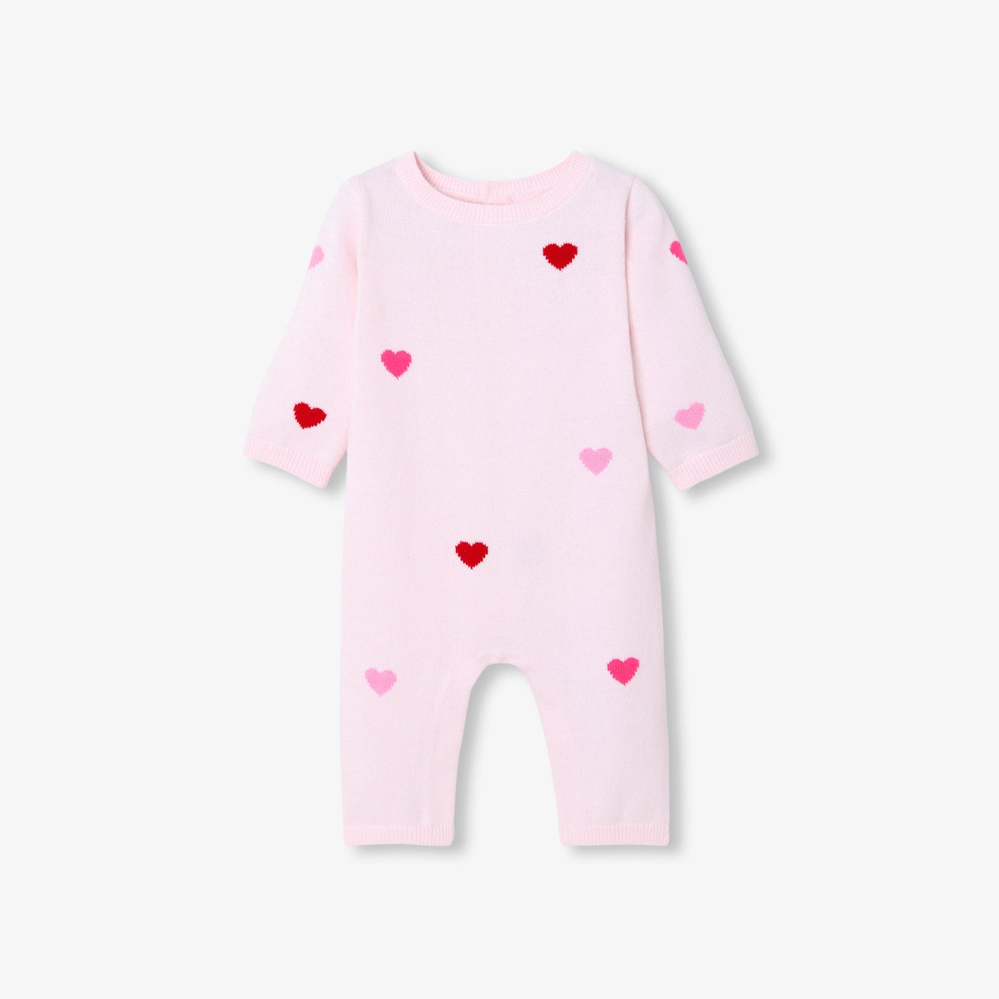 Baby girl cotton long-sleeve jumpsuit - rose/multico