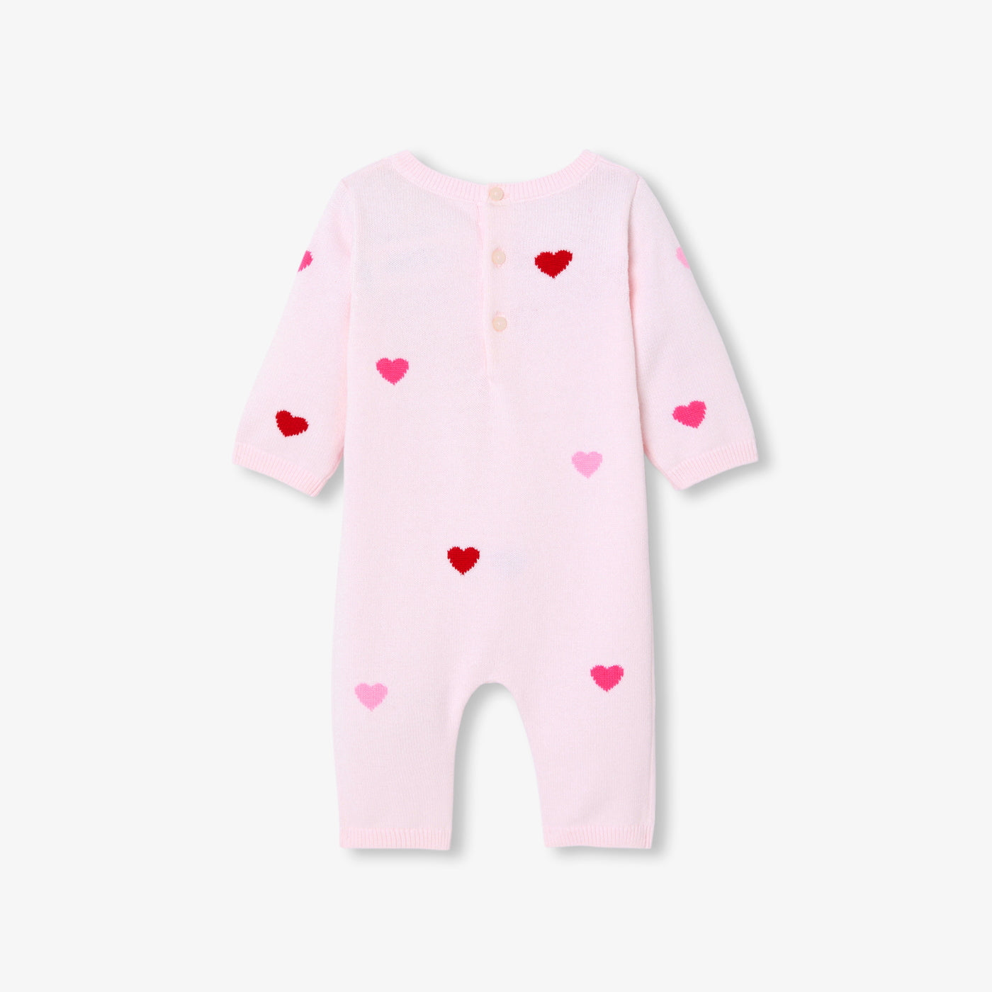 Baby girl cotton long-sleeve jumpsuit - rose/multico