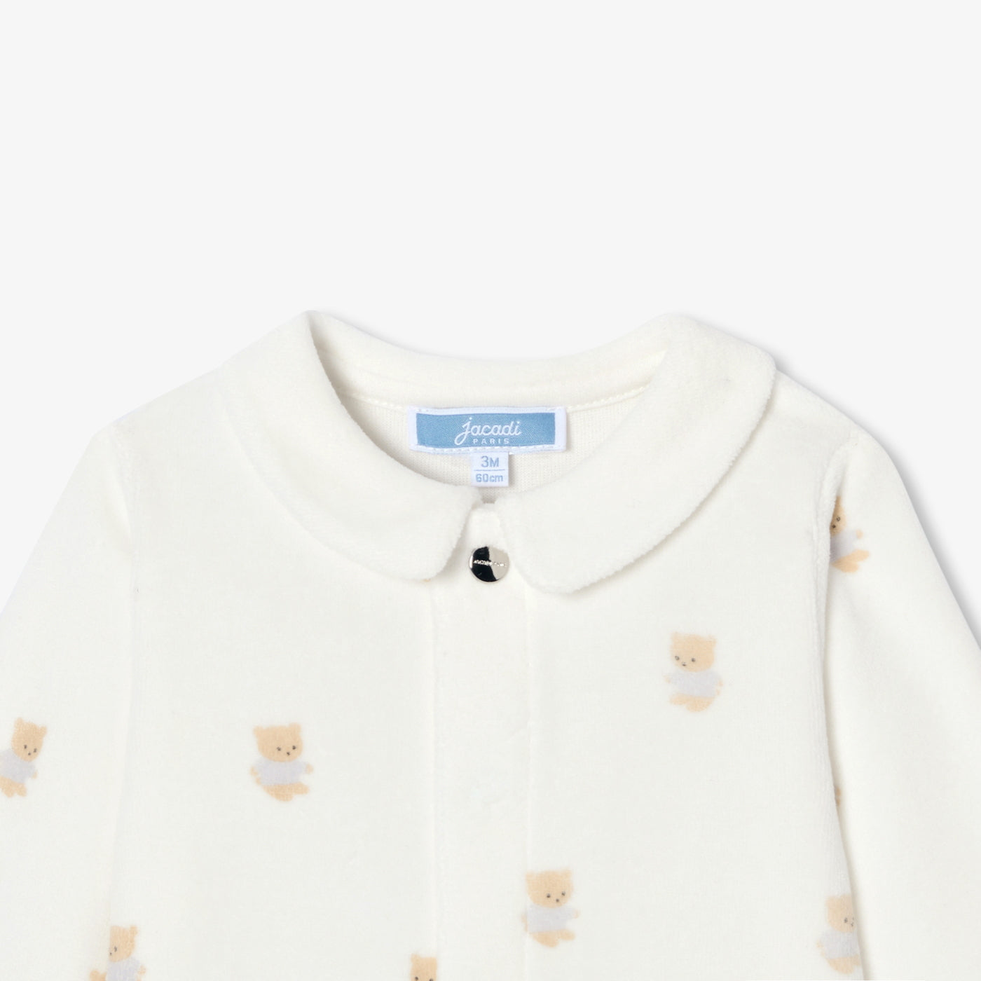Baby velvet pyjamas with bear motif - blanc doux/multico
