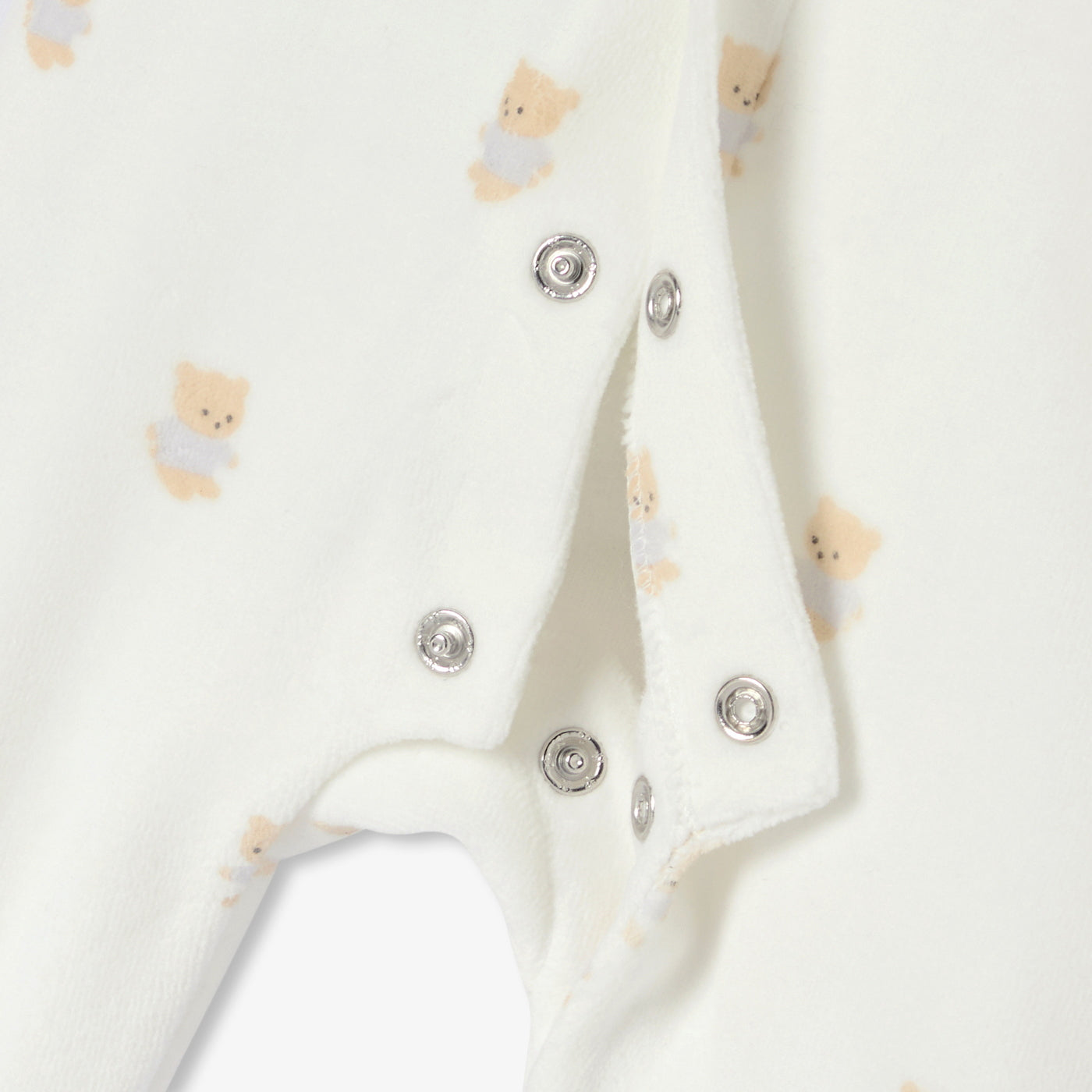 Baby velvet pyjamas with bear motif - blanc doux/multico