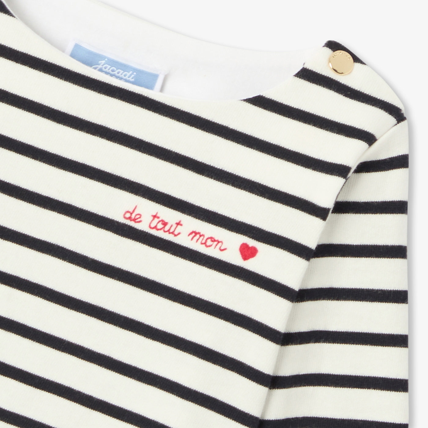 Baby girl lightweight fleece sailor top - marine/blanc