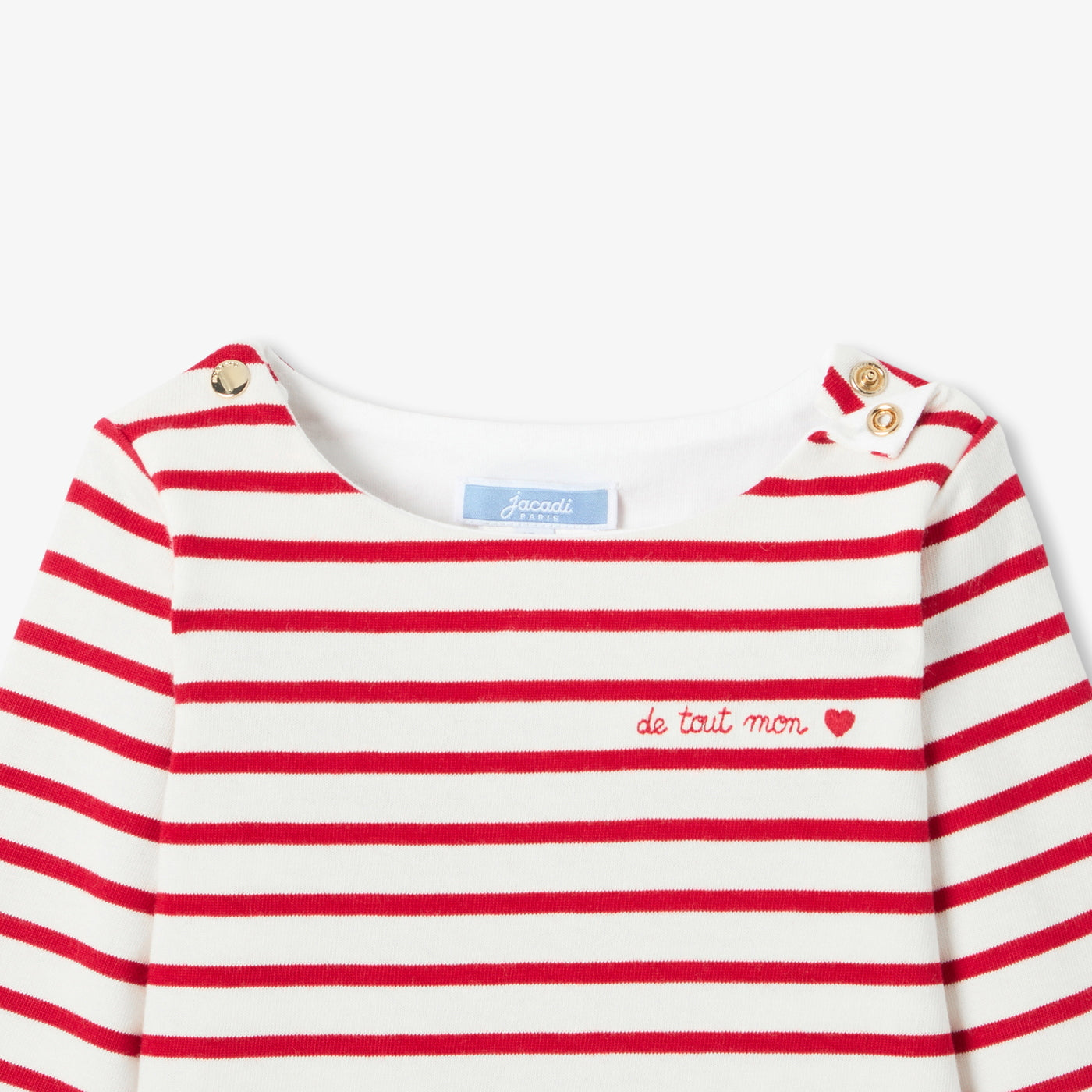 Baby girl lightweight fleece sailor top - blanc/rouge