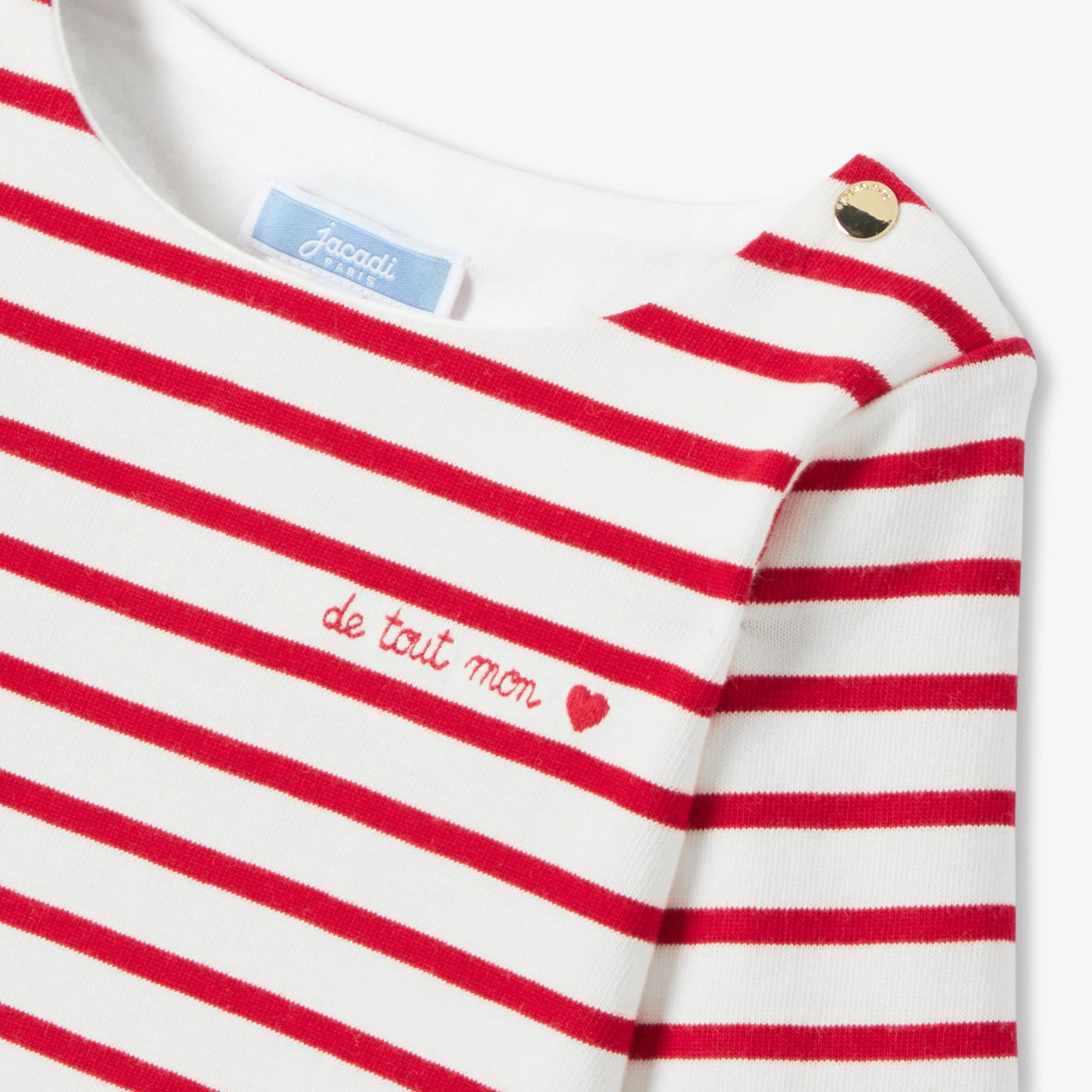 Baby girl lightweight fleece sailor top - blanc/rouge