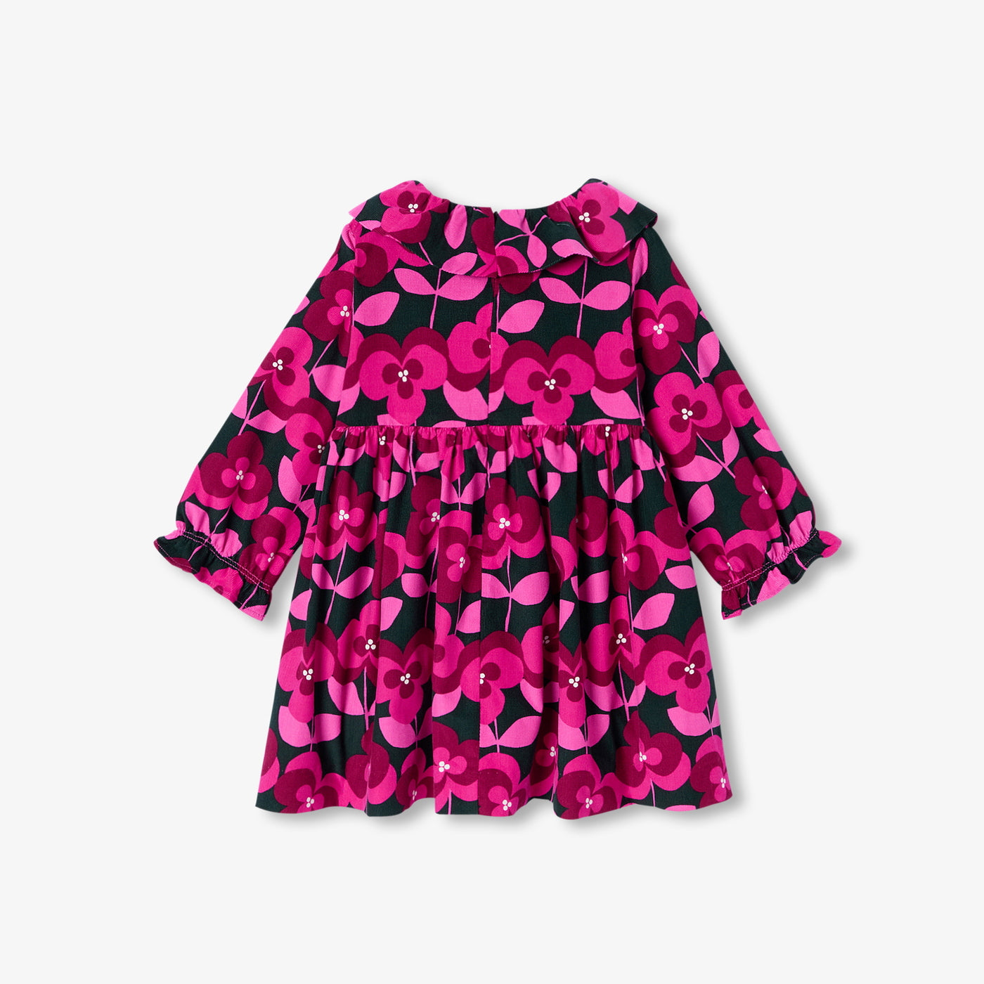 Baby girl long-sleeved velvet dress - marine/multico
