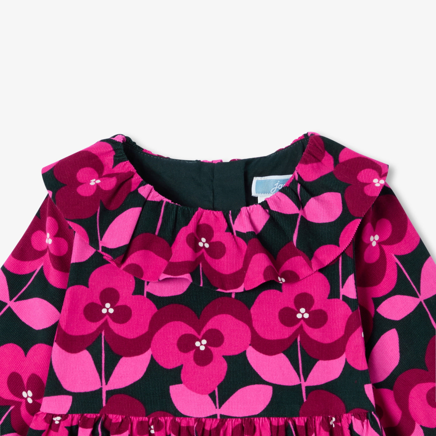 Baby girl long-sleeved velvet dress - marine/multico