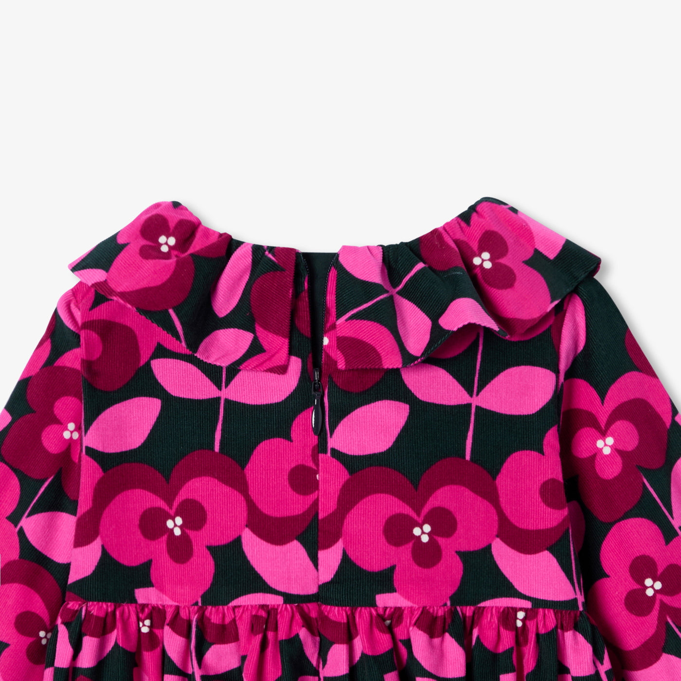Baby girl long-sleeved velvet dress - marine/multico