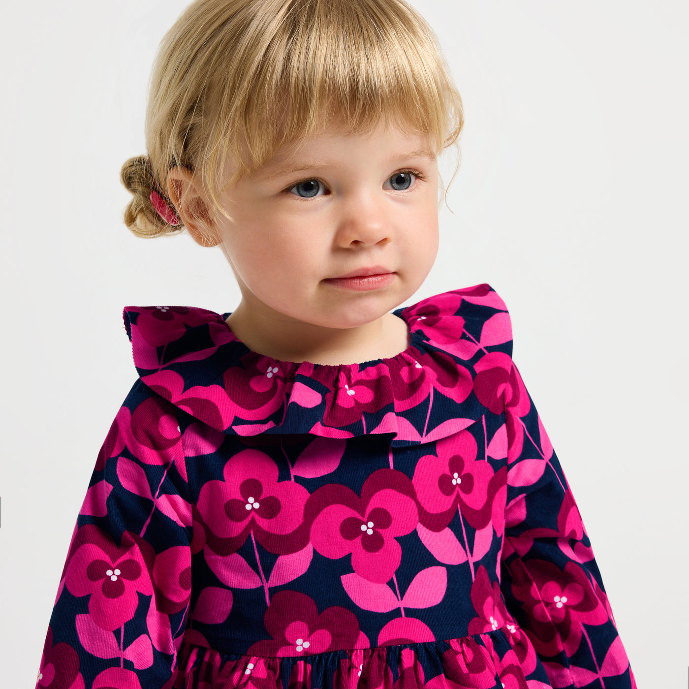 Baby girl long-sleeved velvet dress - marine/multico