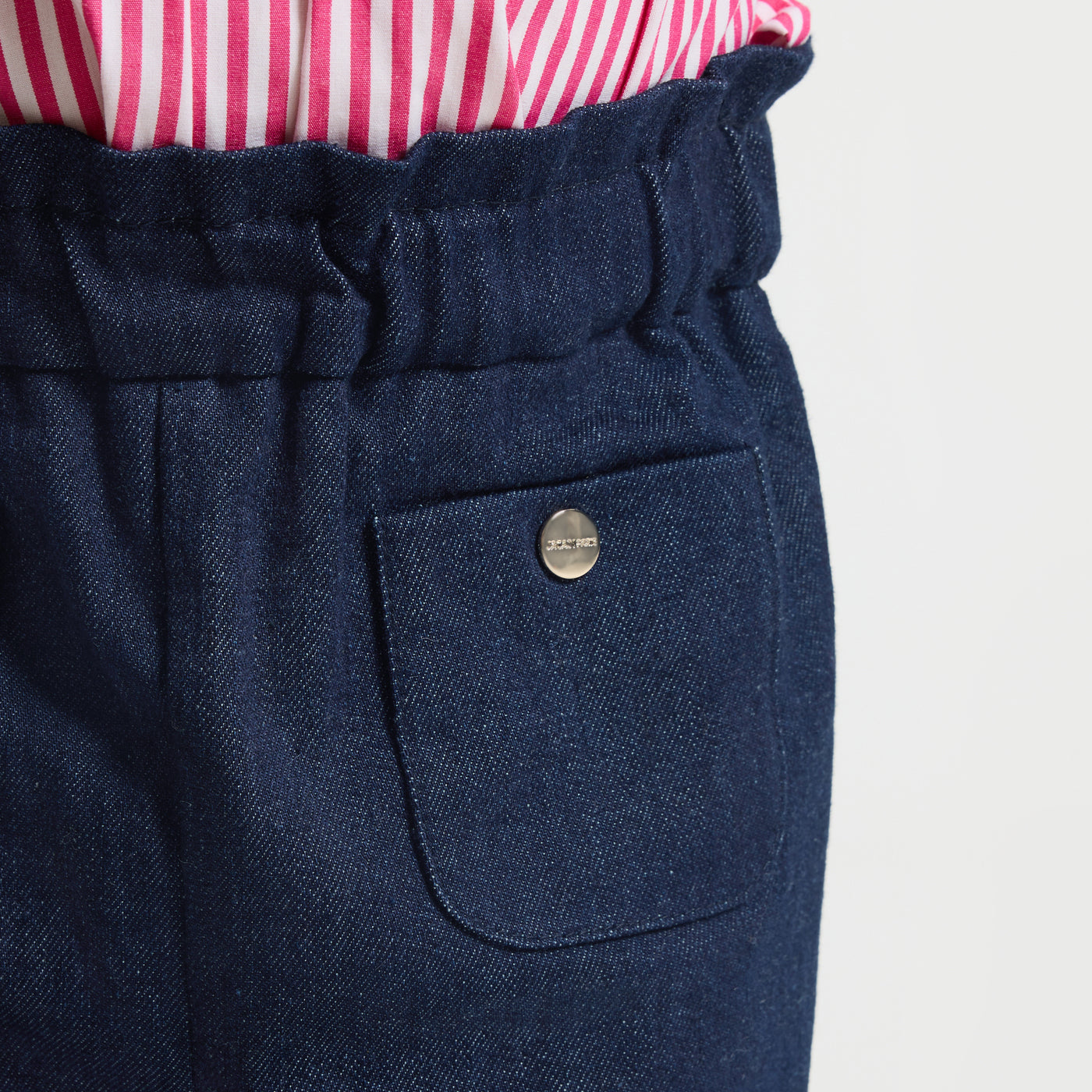 Baby girl paper bag waist jeans - denim fonce