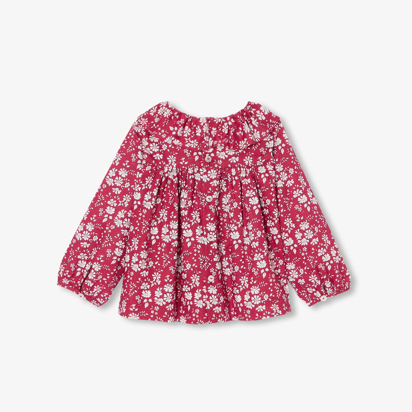 Baby girl Liberty fabric blouse - rouge/blanc