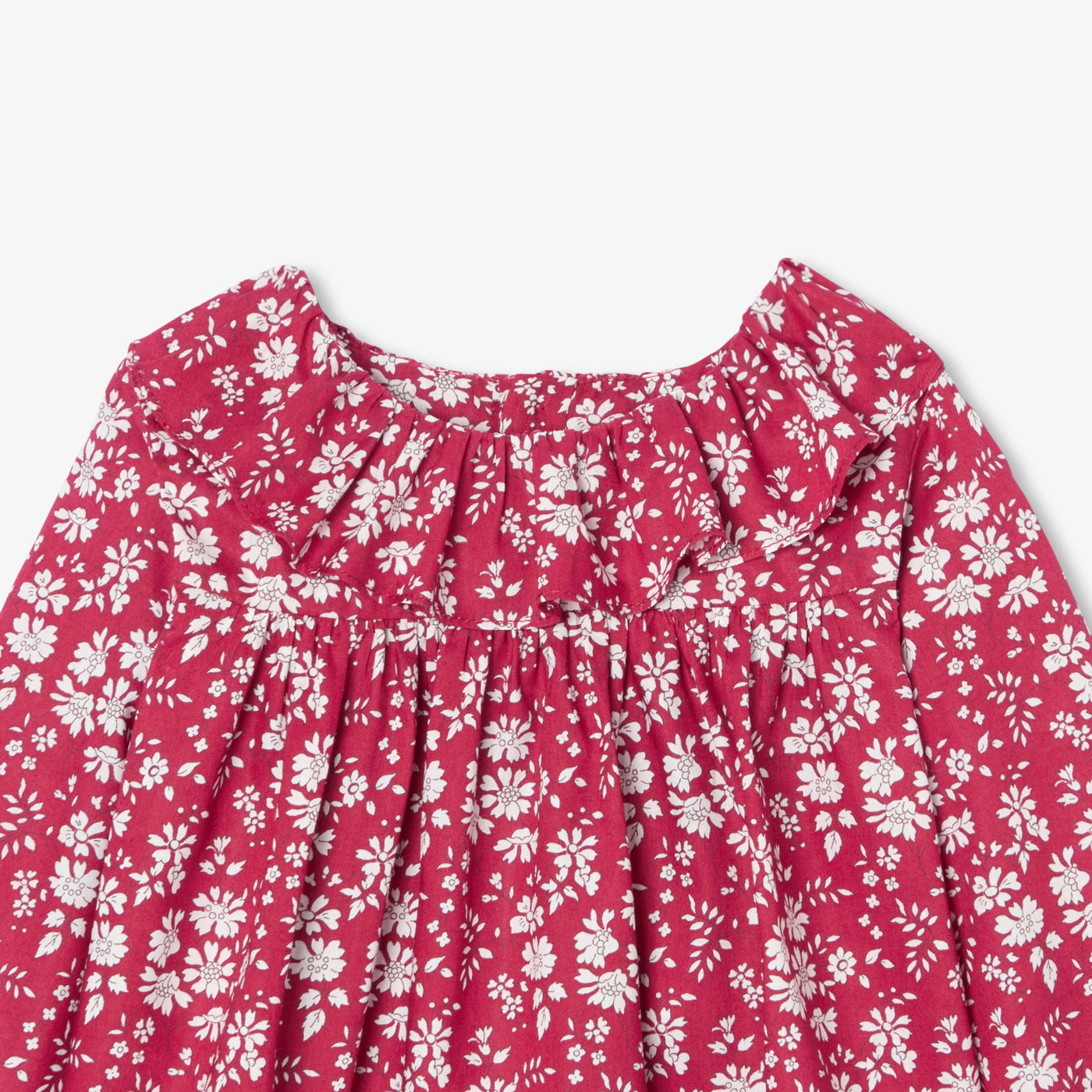 Baby girl Liberty fabric blouse - rouge/blanc