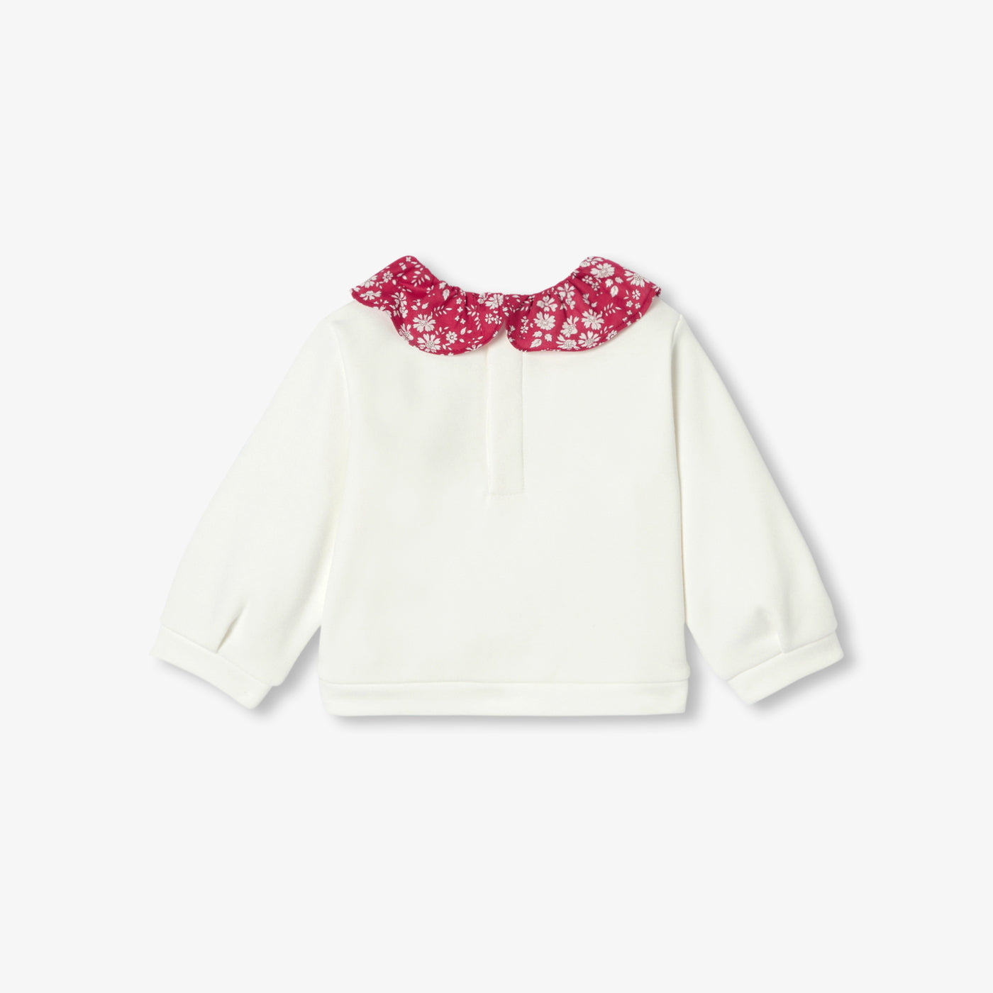 Baby girl sweatshirt with Liberty fabric collar - blanc doux jacadi