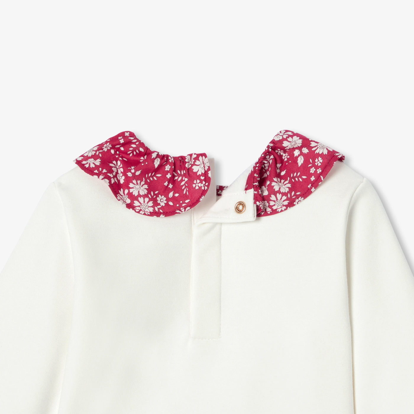 Baby girl sweatshirt with Liberty fabric collar - blanc doux jacadi