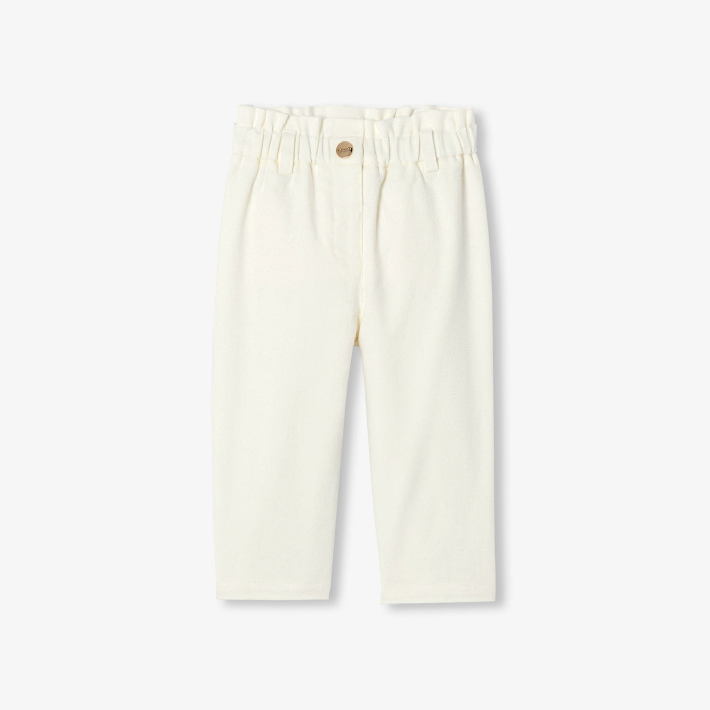 Baby girl cotton twill trousers - ecru