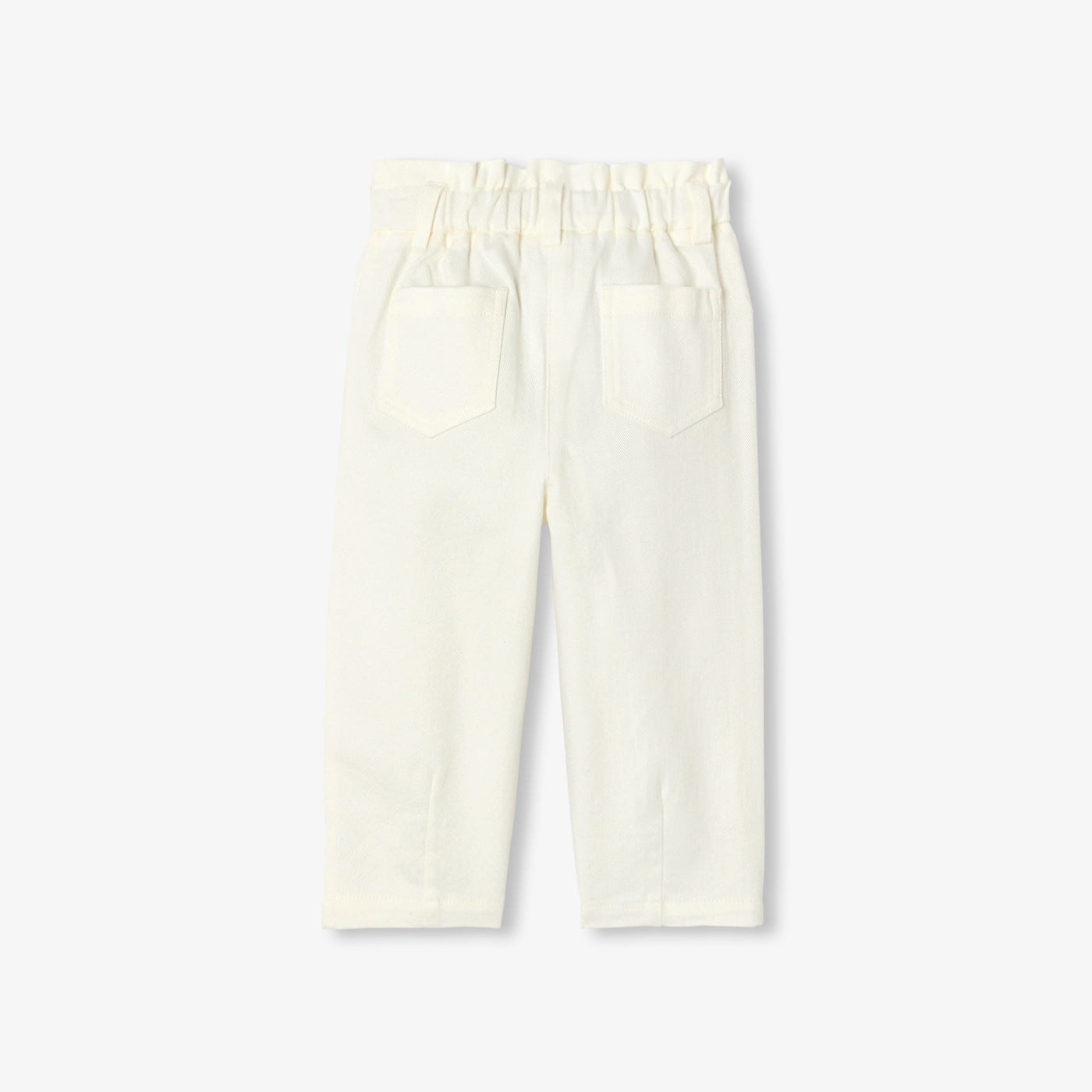 Baby girl cotton twill trousers - ecru