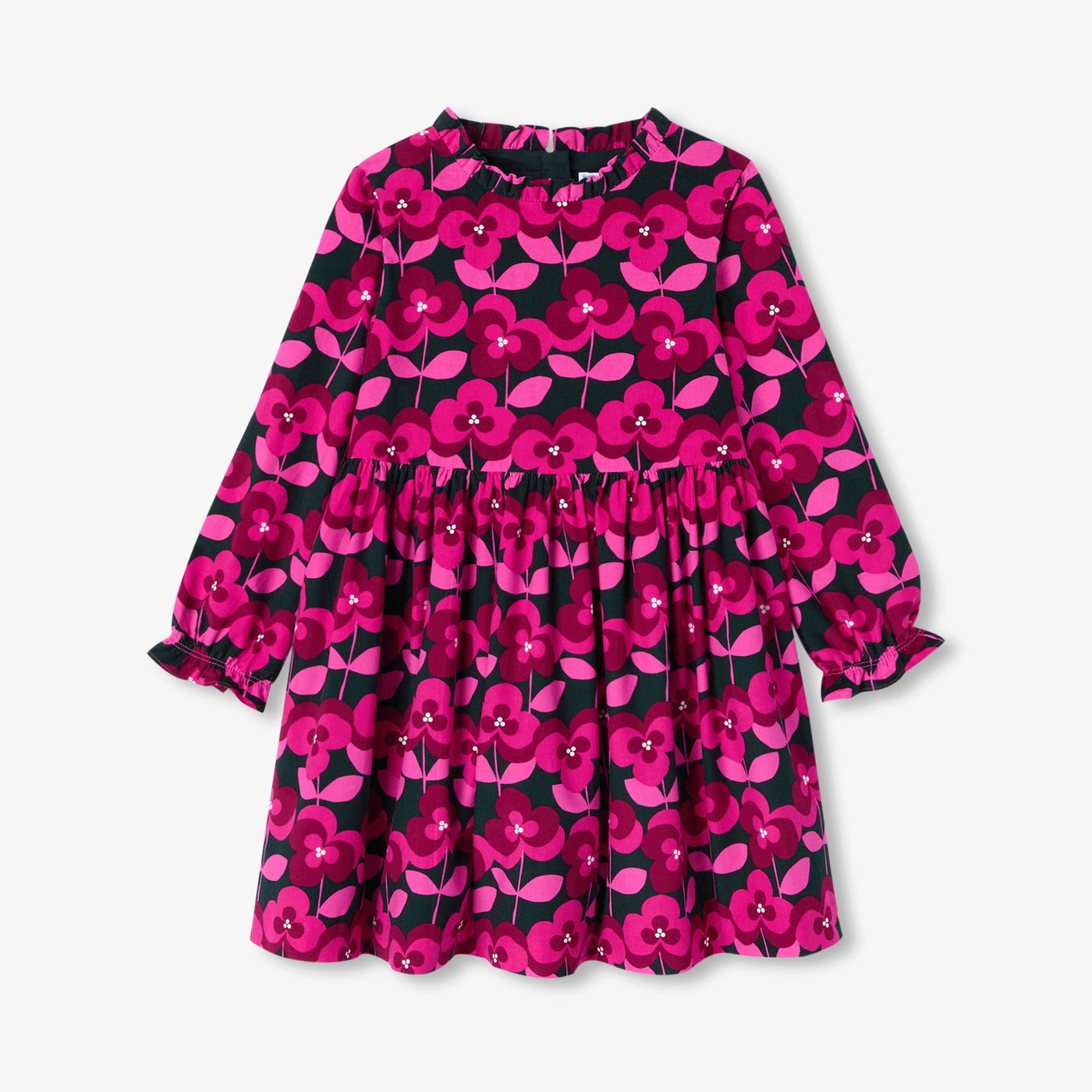Girl floral velvet dress - rouge/multico