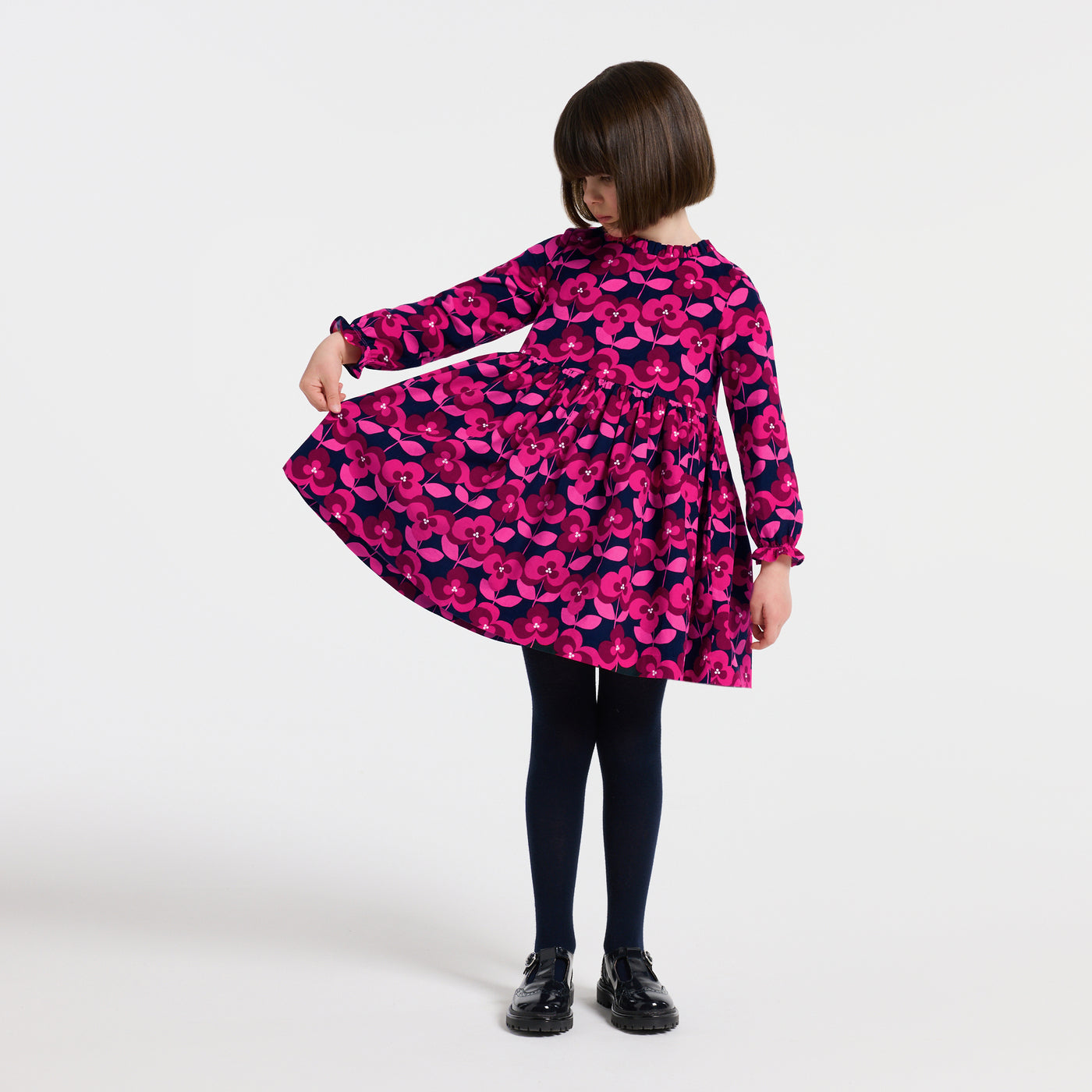 Girl floral velvet dress - rouge/multico
