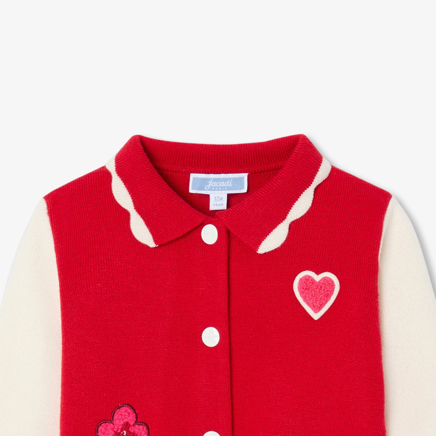 Baby girl knit Varsity jacket - rouge/blanc