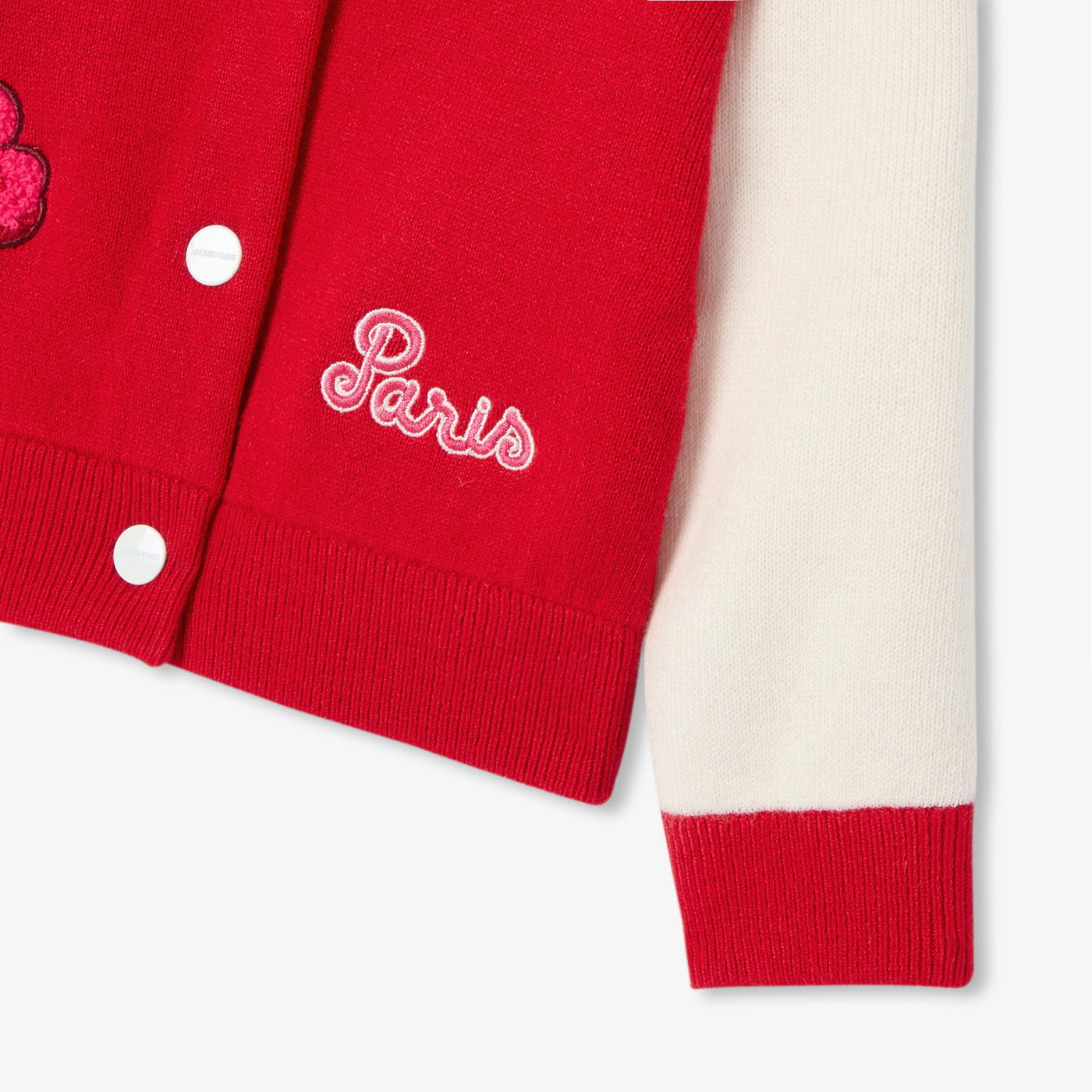 Baby girl knit Varsity jacket - rouge/blanc