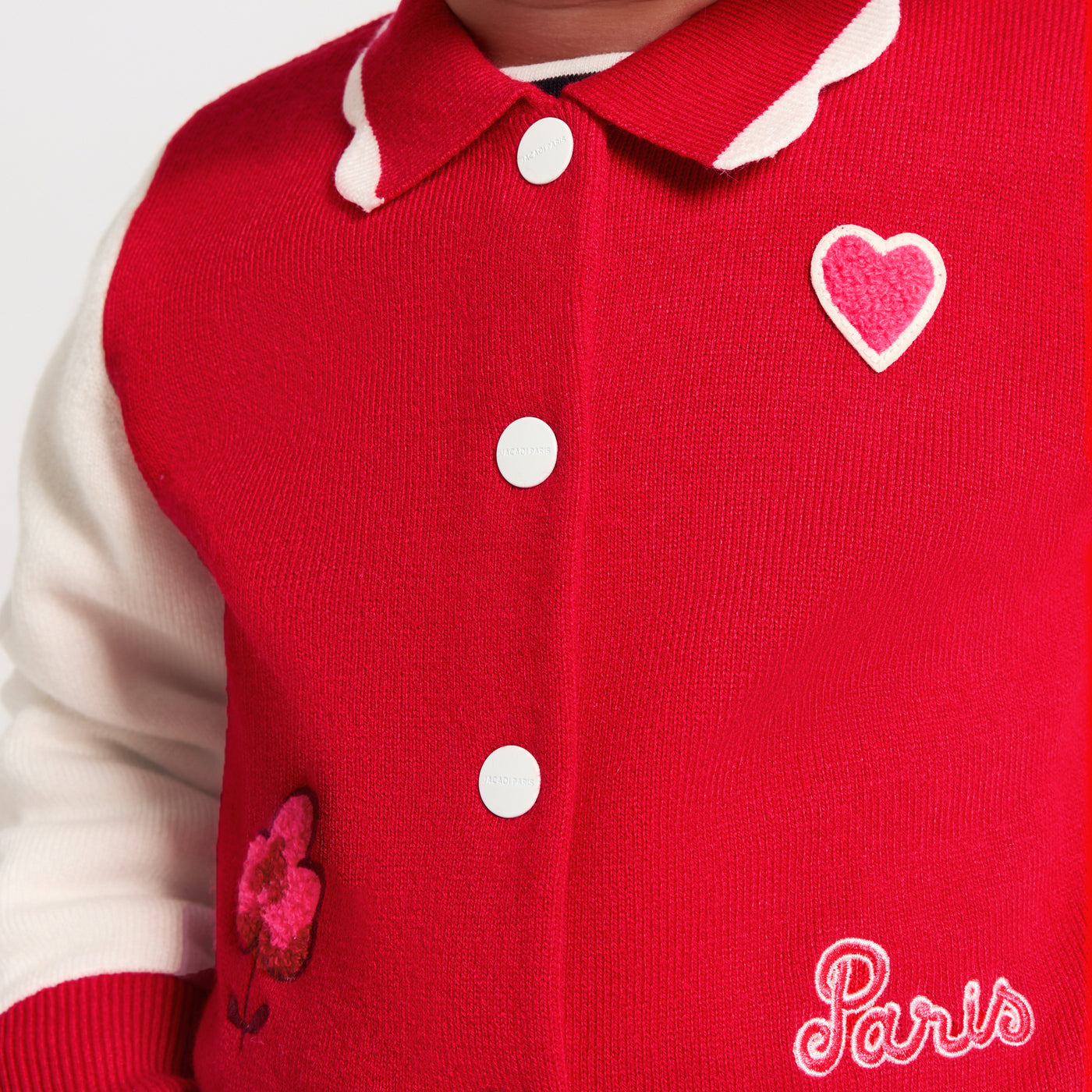 Baby girl knit Varsity jacket - rouge/blanc