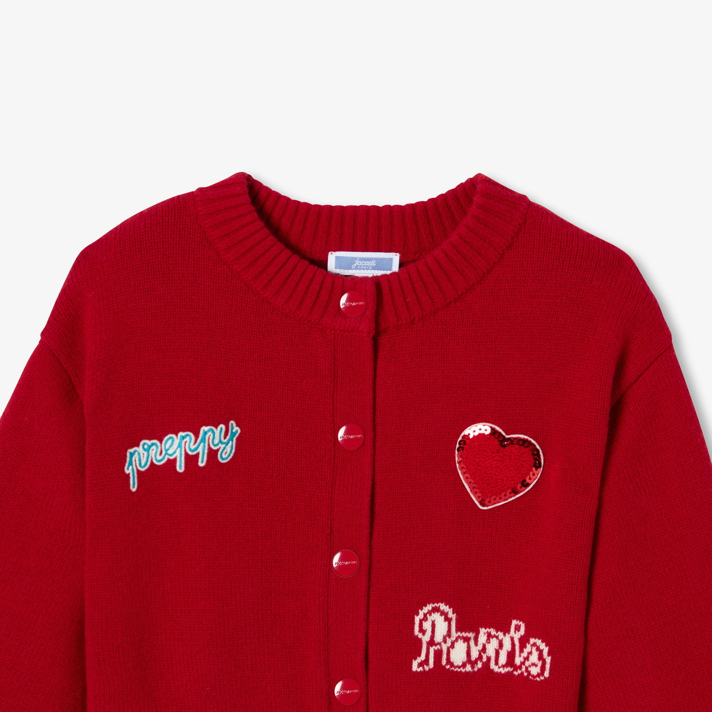 Girl wool blend Varsity cardigan - rouge brique
