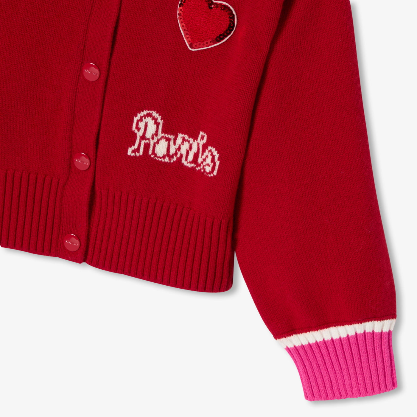 Girl wool blend Varsity cardigan - rouge brique