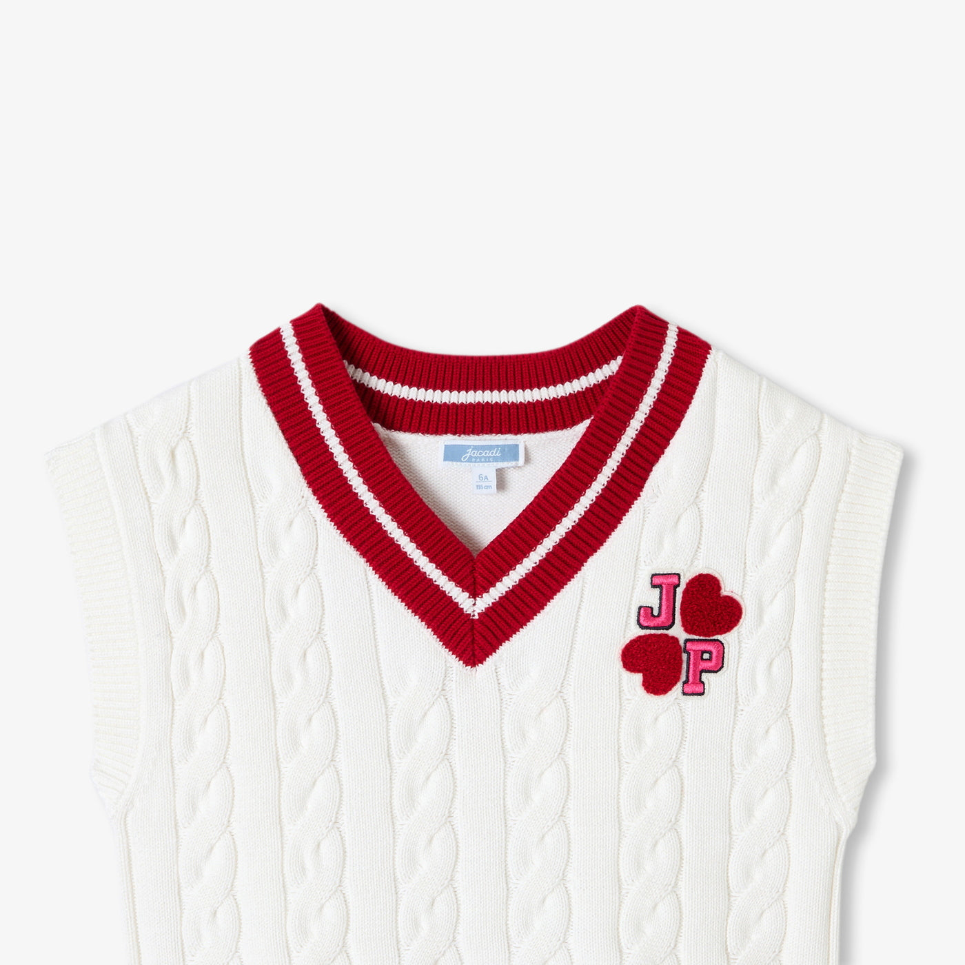 Girl sleeveless cotton jumper - blanc doux jacadi