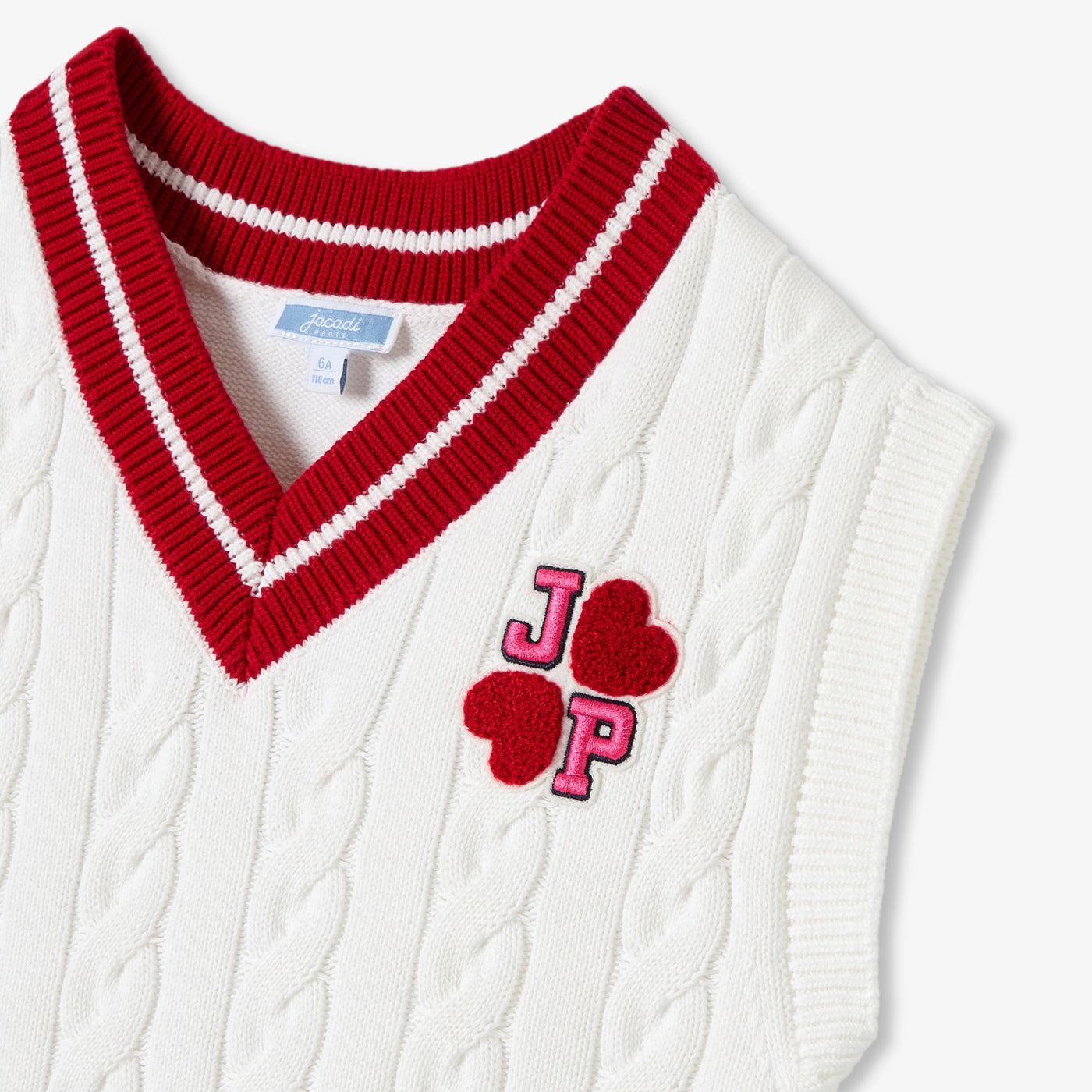Girl sleeveless cotton jumper - blanc doux jacadi