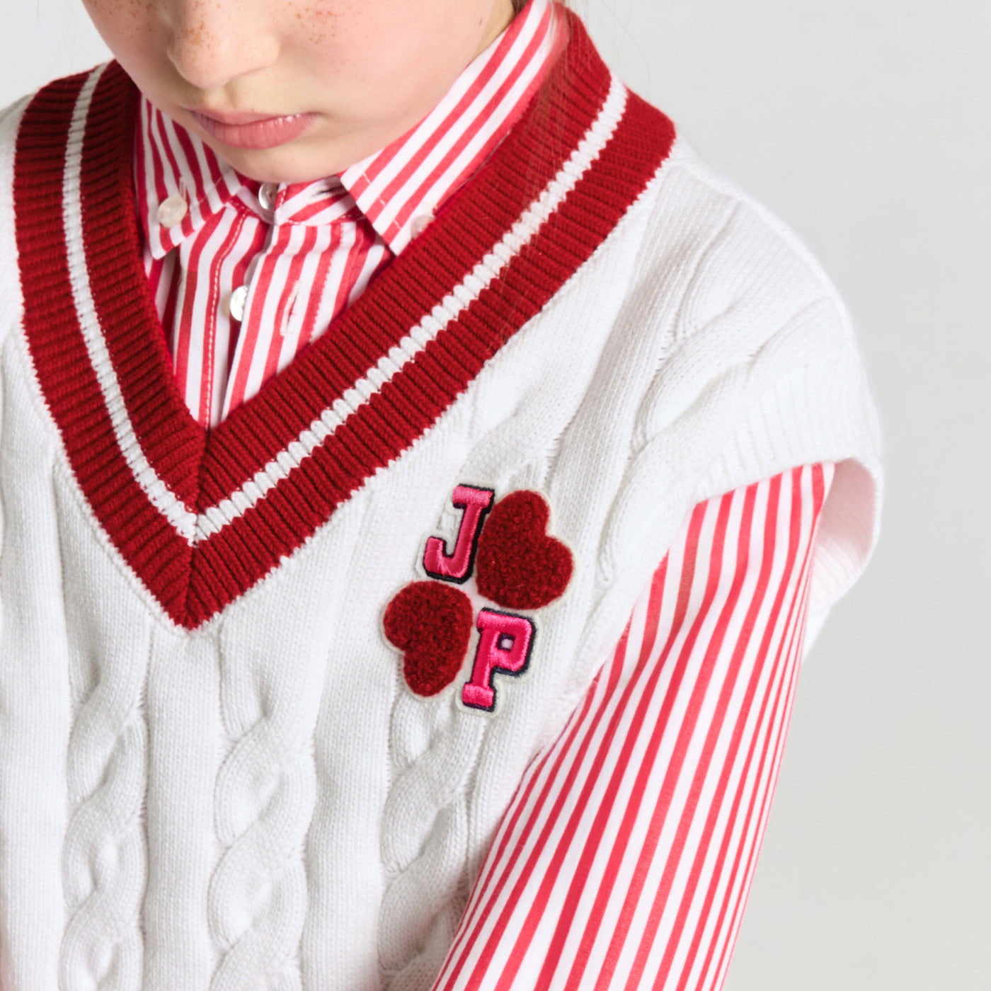 Girl sleeveless cotton jumper - blanc doux jacadi