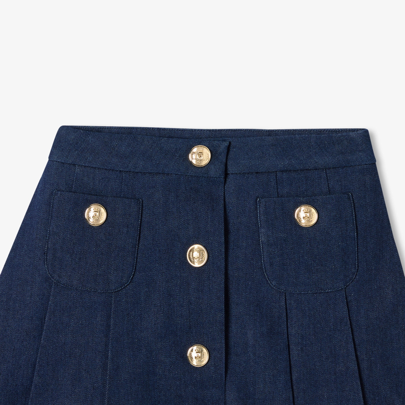 Girl pleated denim skirt - denim fonce