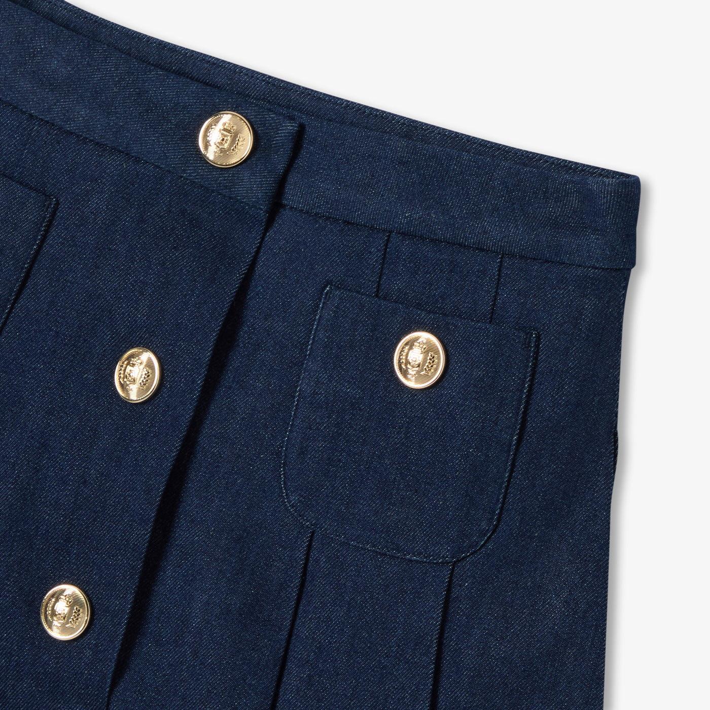 Girl pleated denim skirt - denim fonce