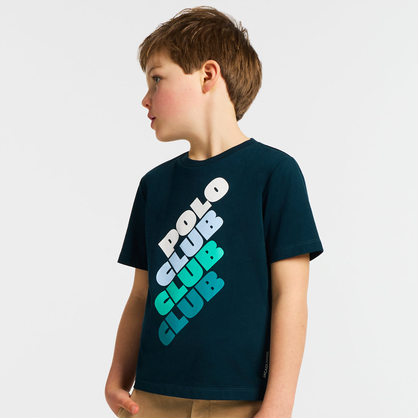Boy short-sleeved jersey T-shirt - vert cedre