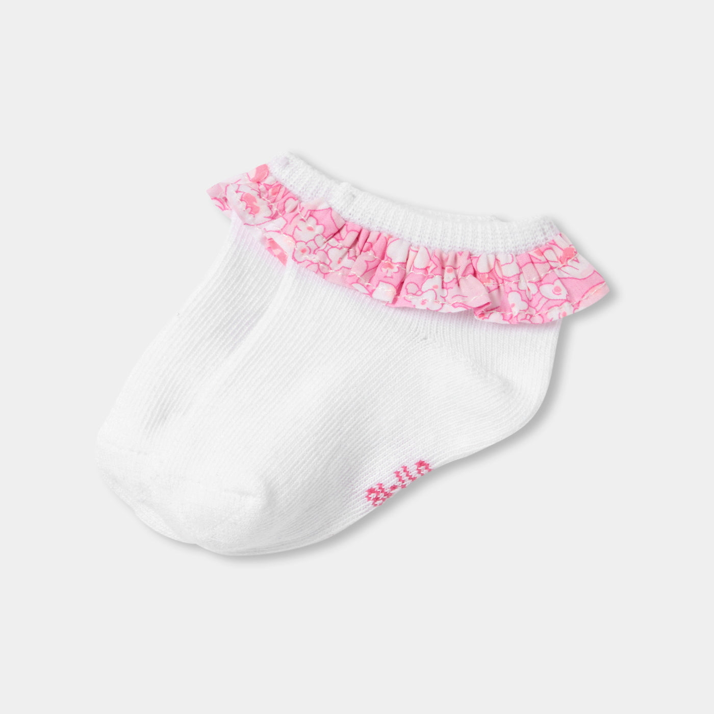 Baby girl socks with Liberty fabric ruffle - blanc/multico