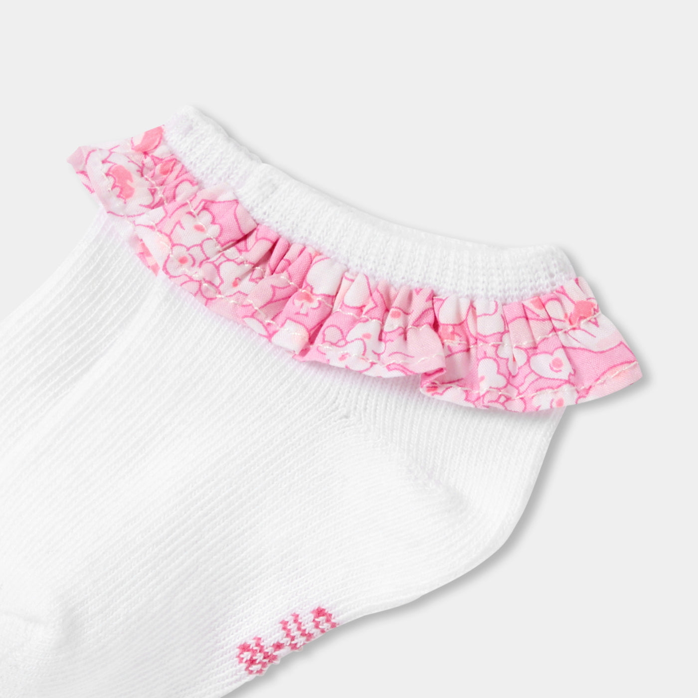 Baby girl socks with Liberty fabric ruffle - blanc/multico