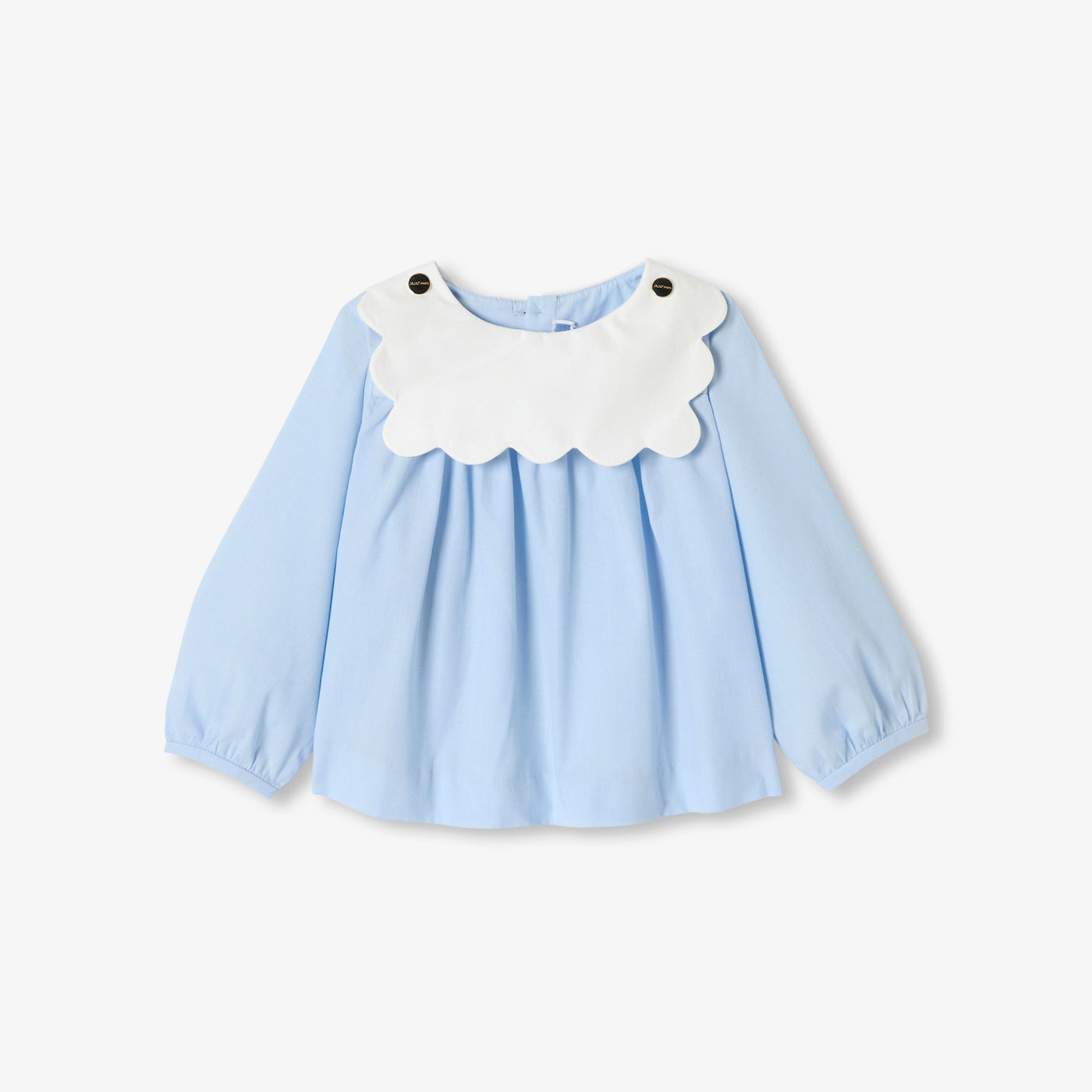 Baby girl blouse in elegant fil-à-fil cotton - bleu/blanc