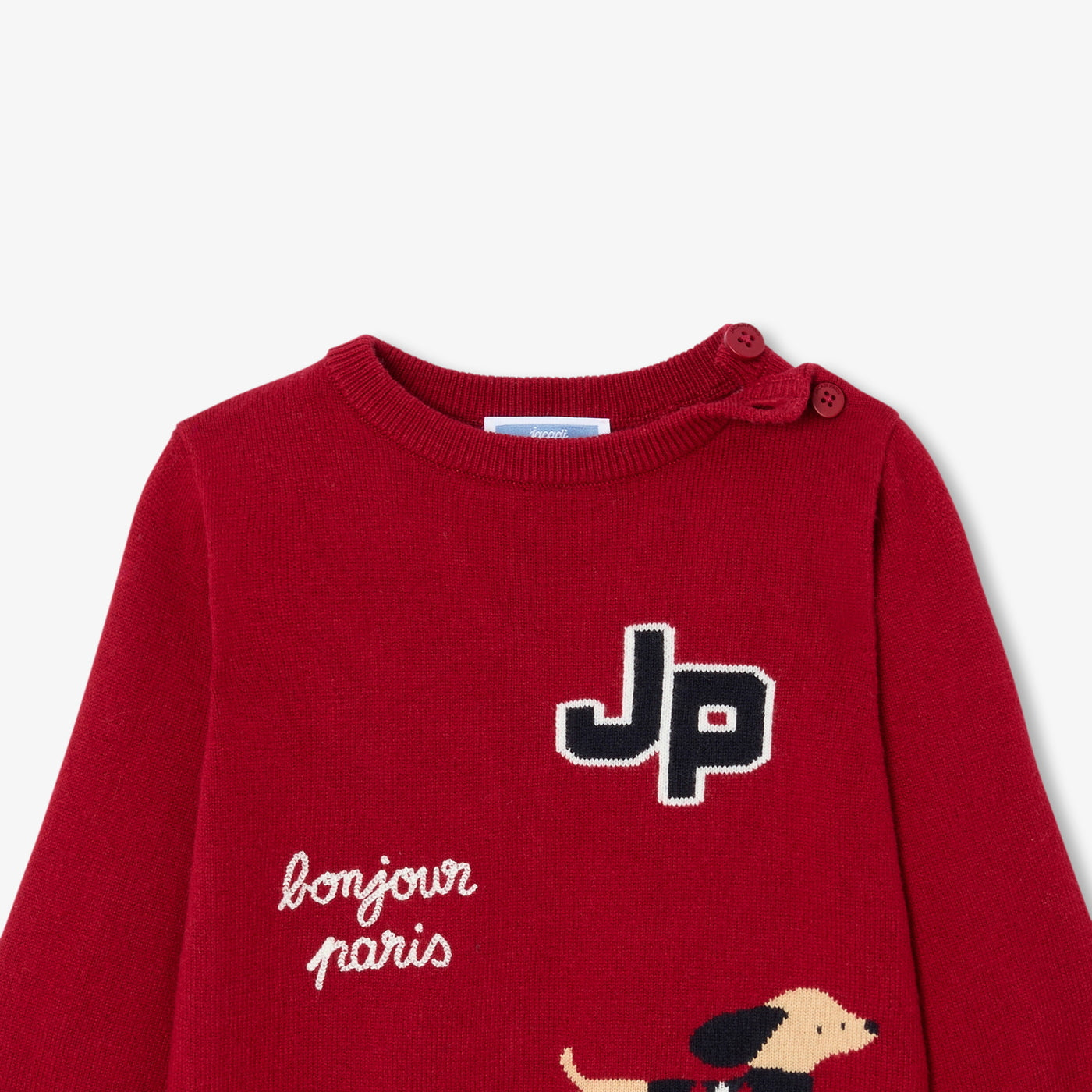 Baby boy cotton and wool jumper - rouge brique