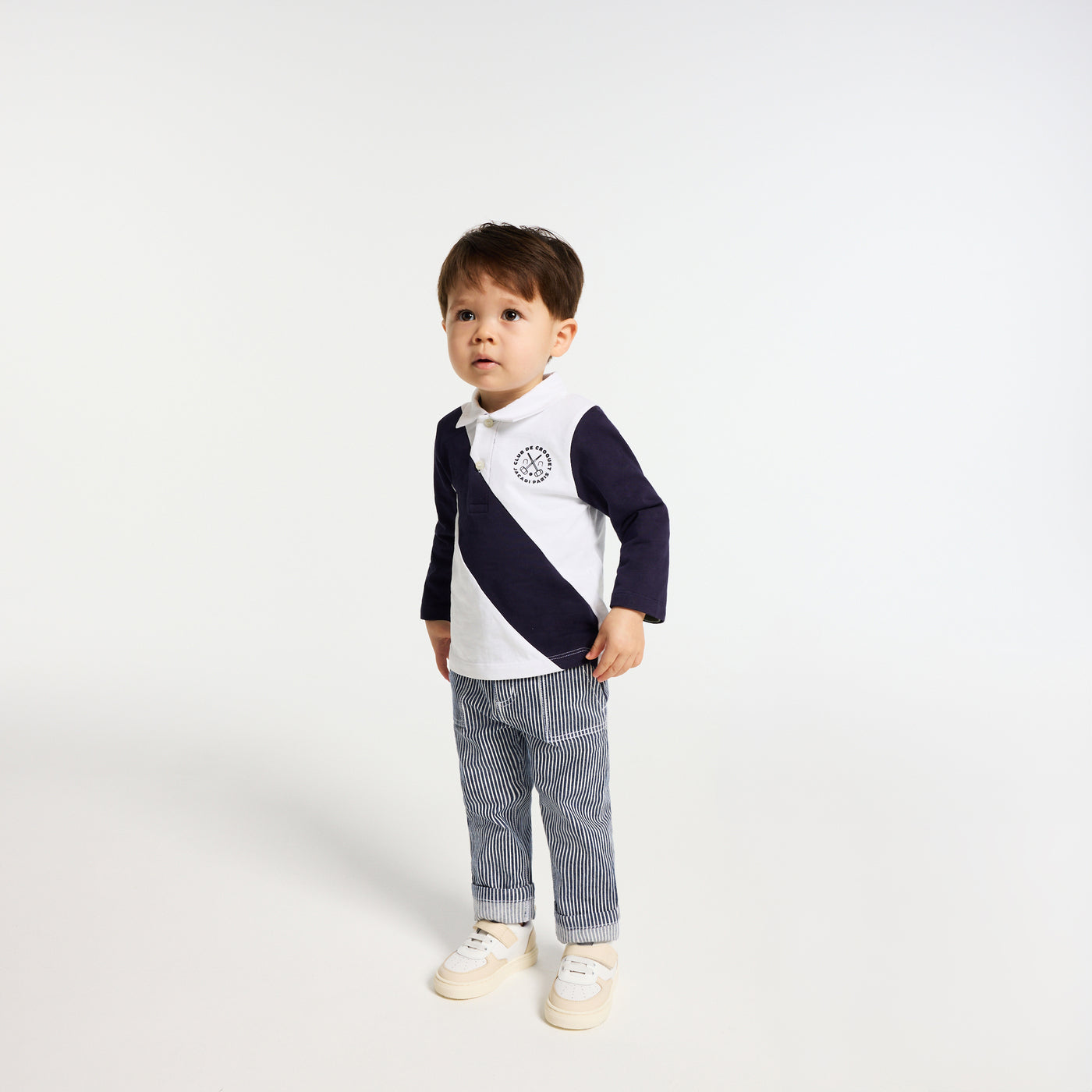 Baby striped twill trousers - bleu/blanc