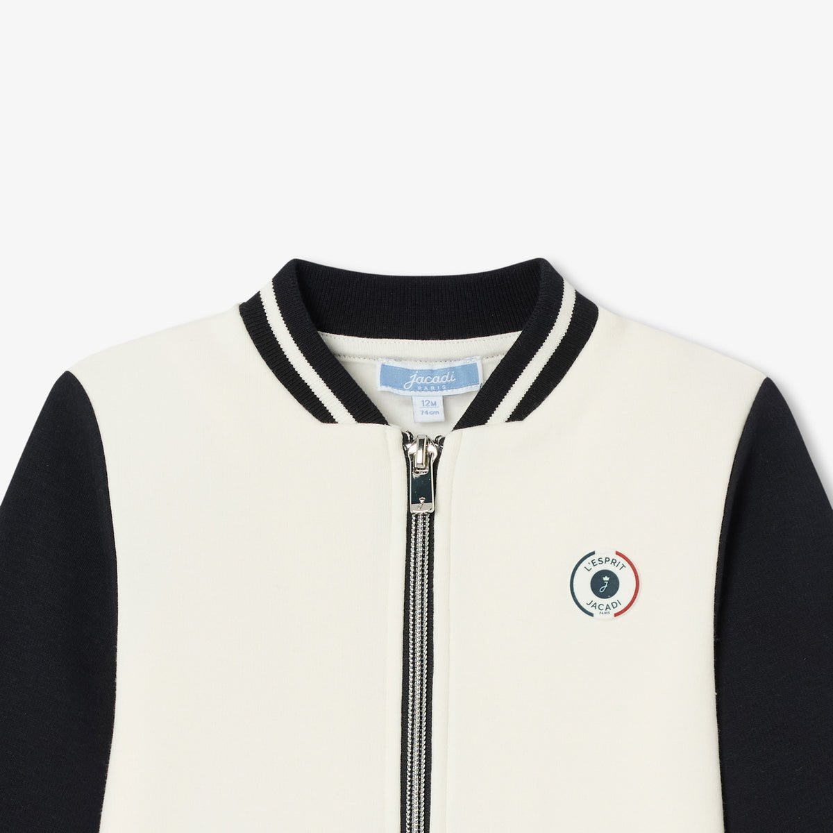 Baby boy zip-up fleece sweatshirt - marine/ecru