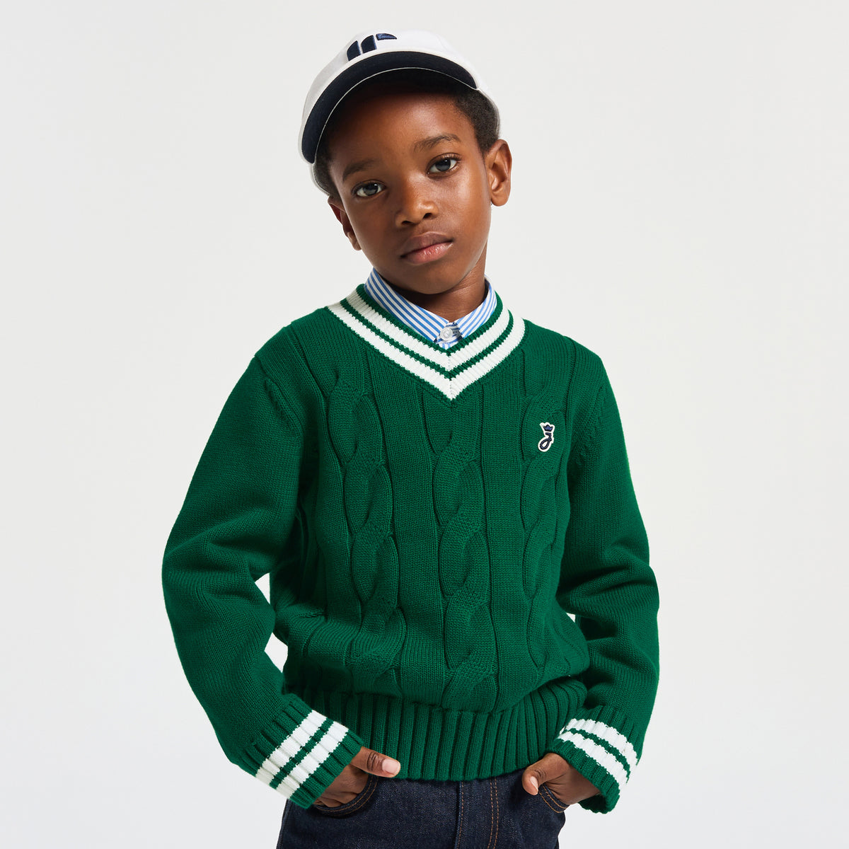 Child cotton cricket jumper - vert cresson